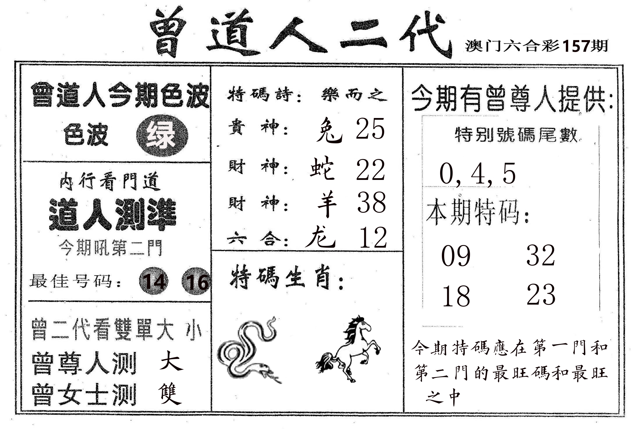 曾二代 第157期
