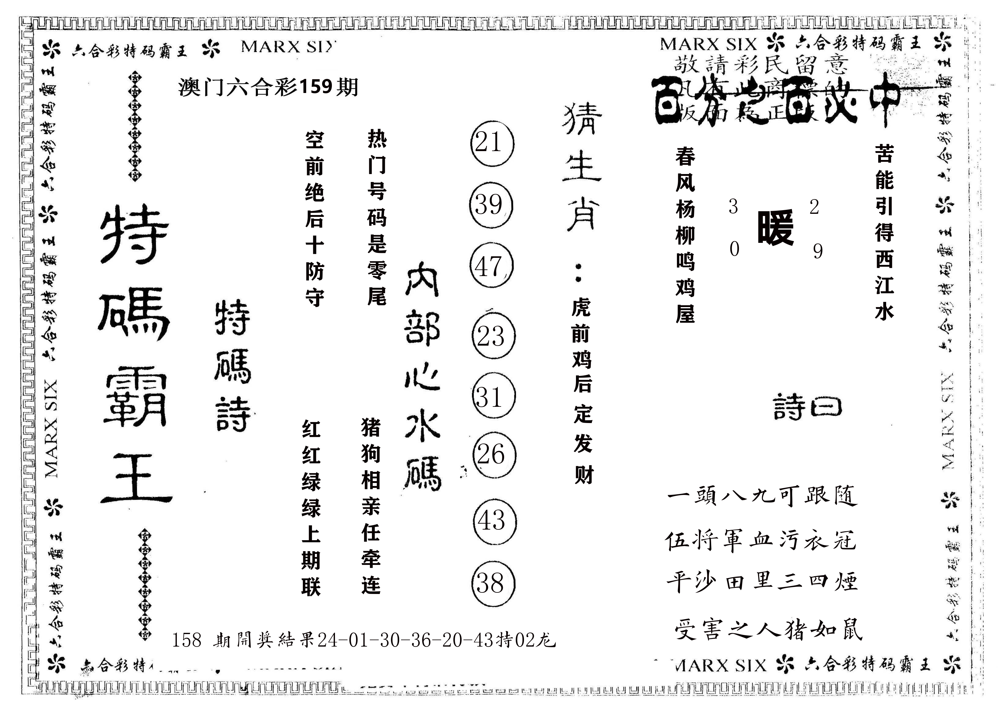 另版特码霸王 第159期