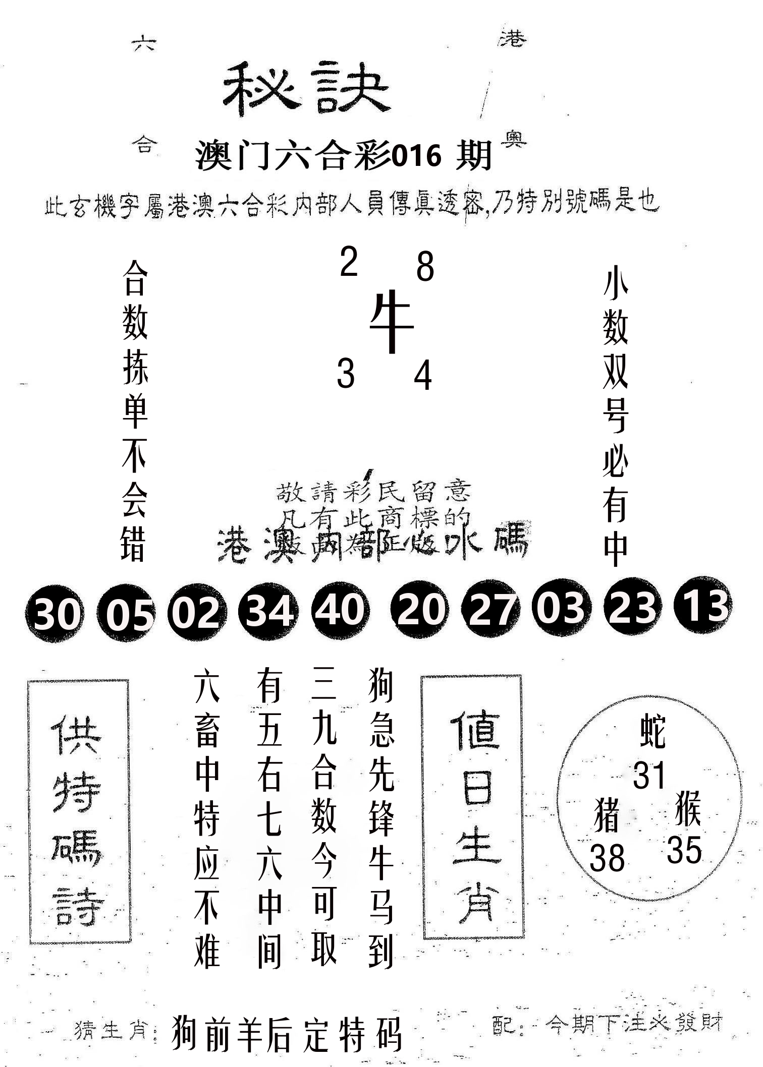 秘决 第16期