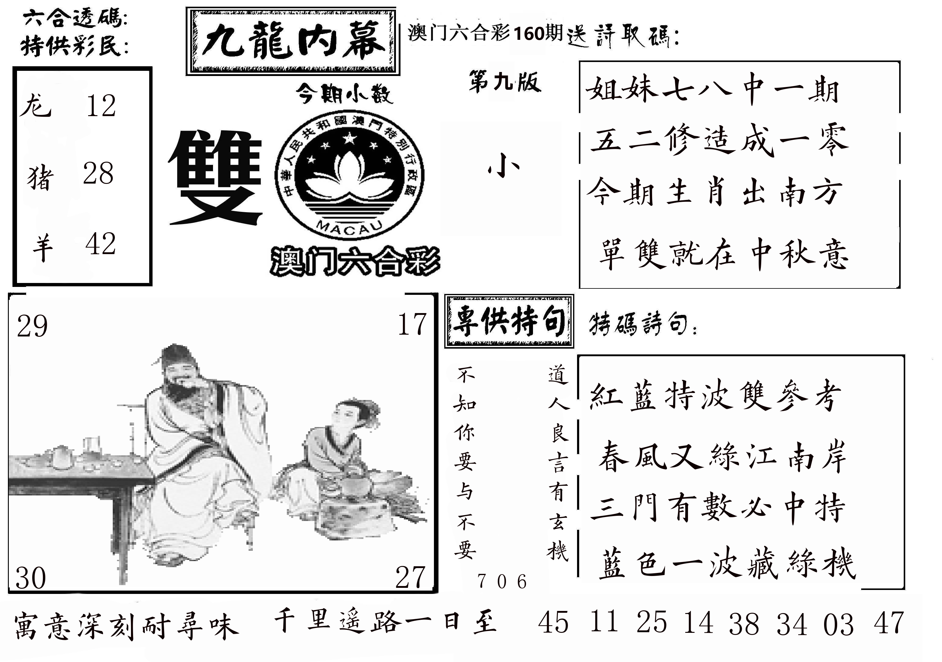 澳门传真3 第160期