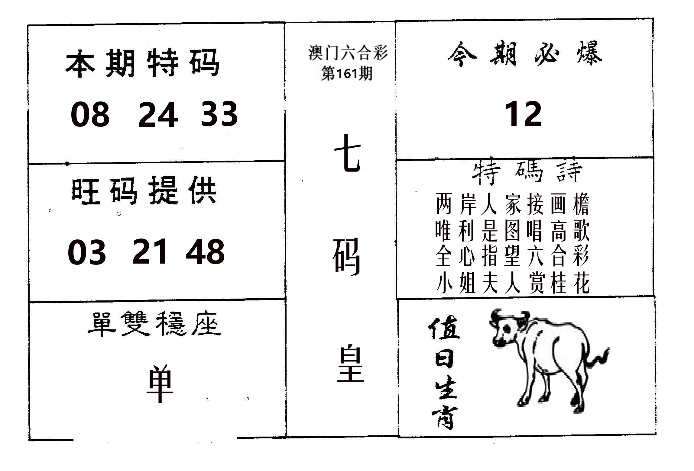 七码皇 第161期