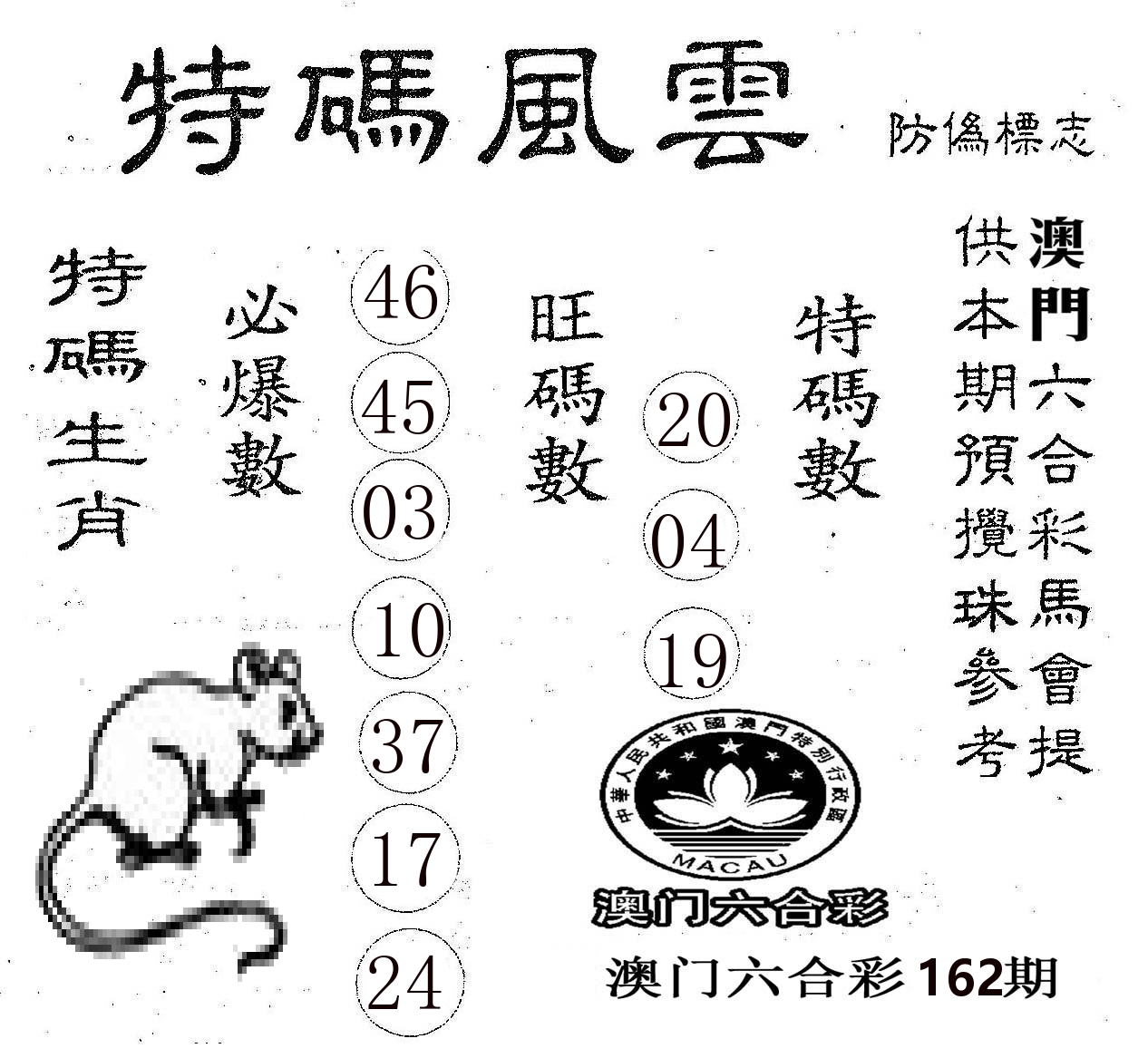 特码风云 第162期