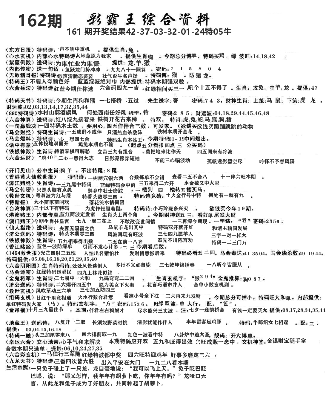 澳门综合资料 第162期