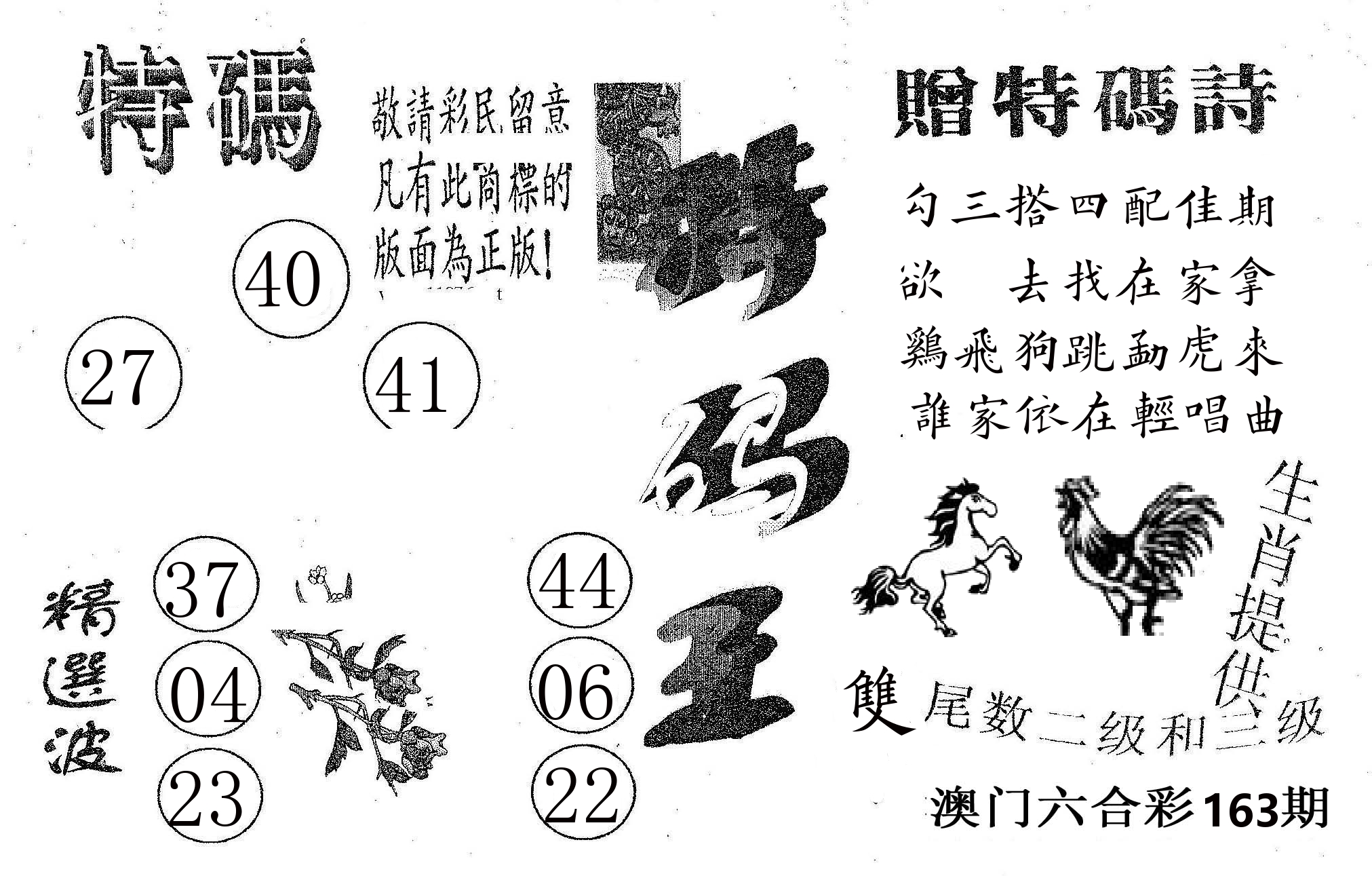 特码王A 第163期