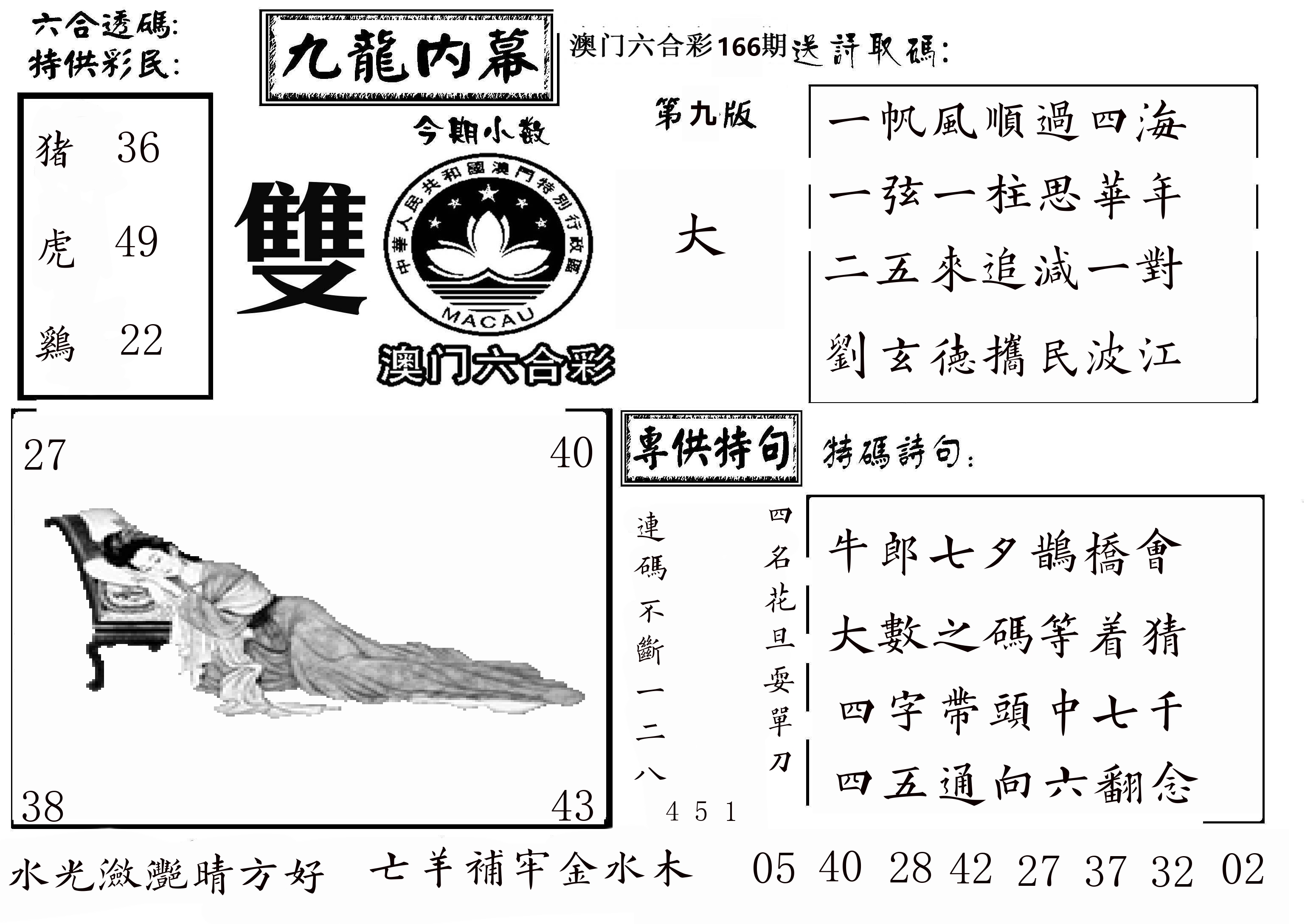 澳门传真3 第166期