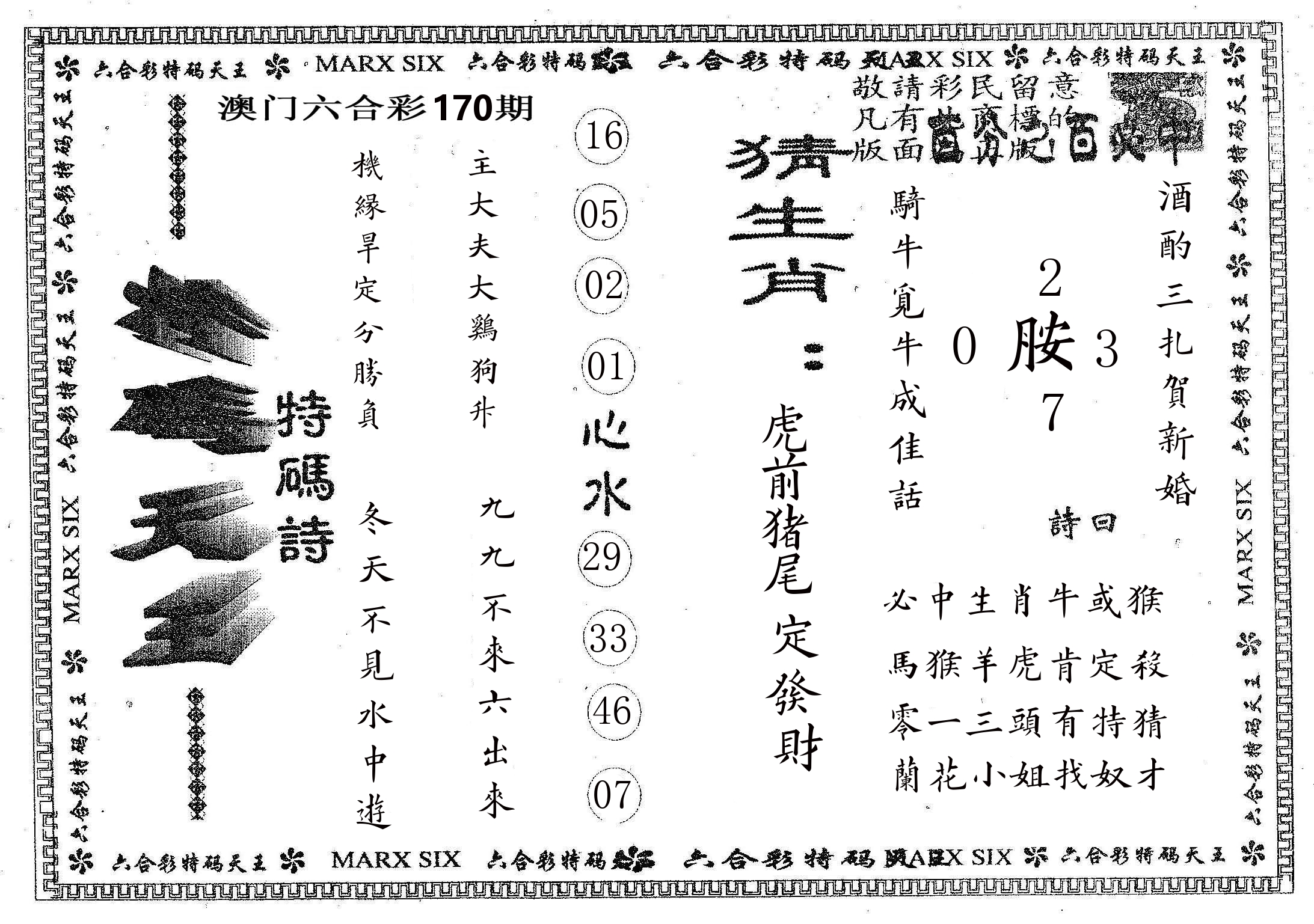天码天王 第170期
