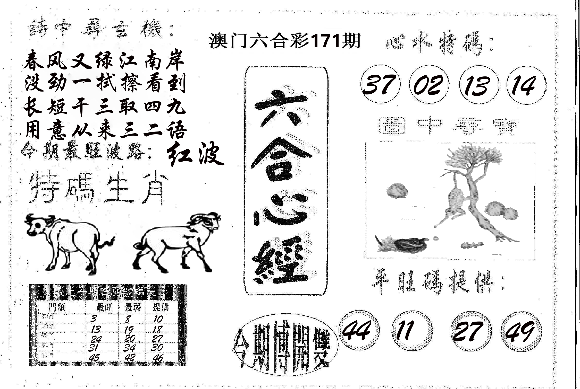 六合心经 第171期