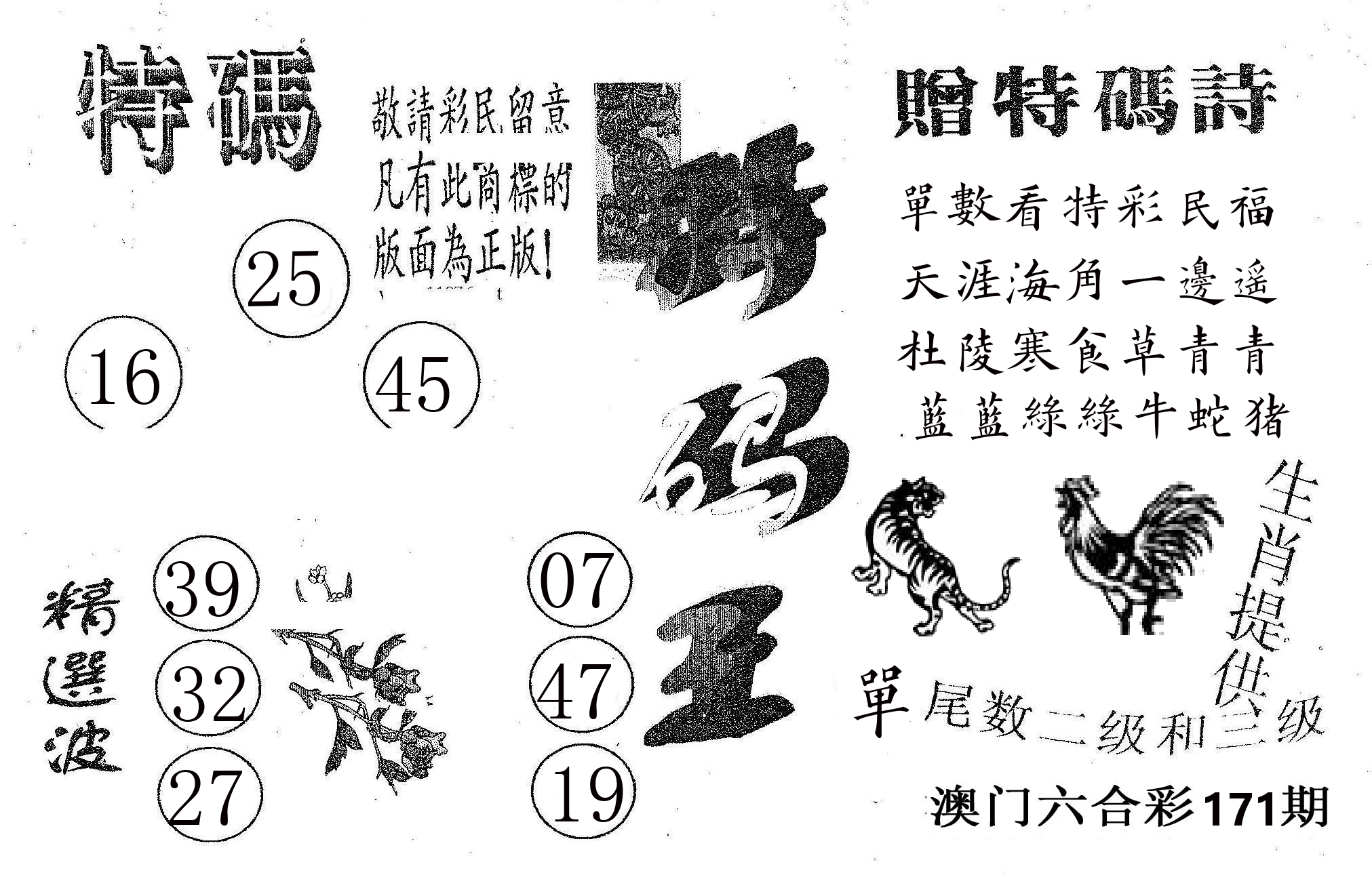 特码王A 第171期