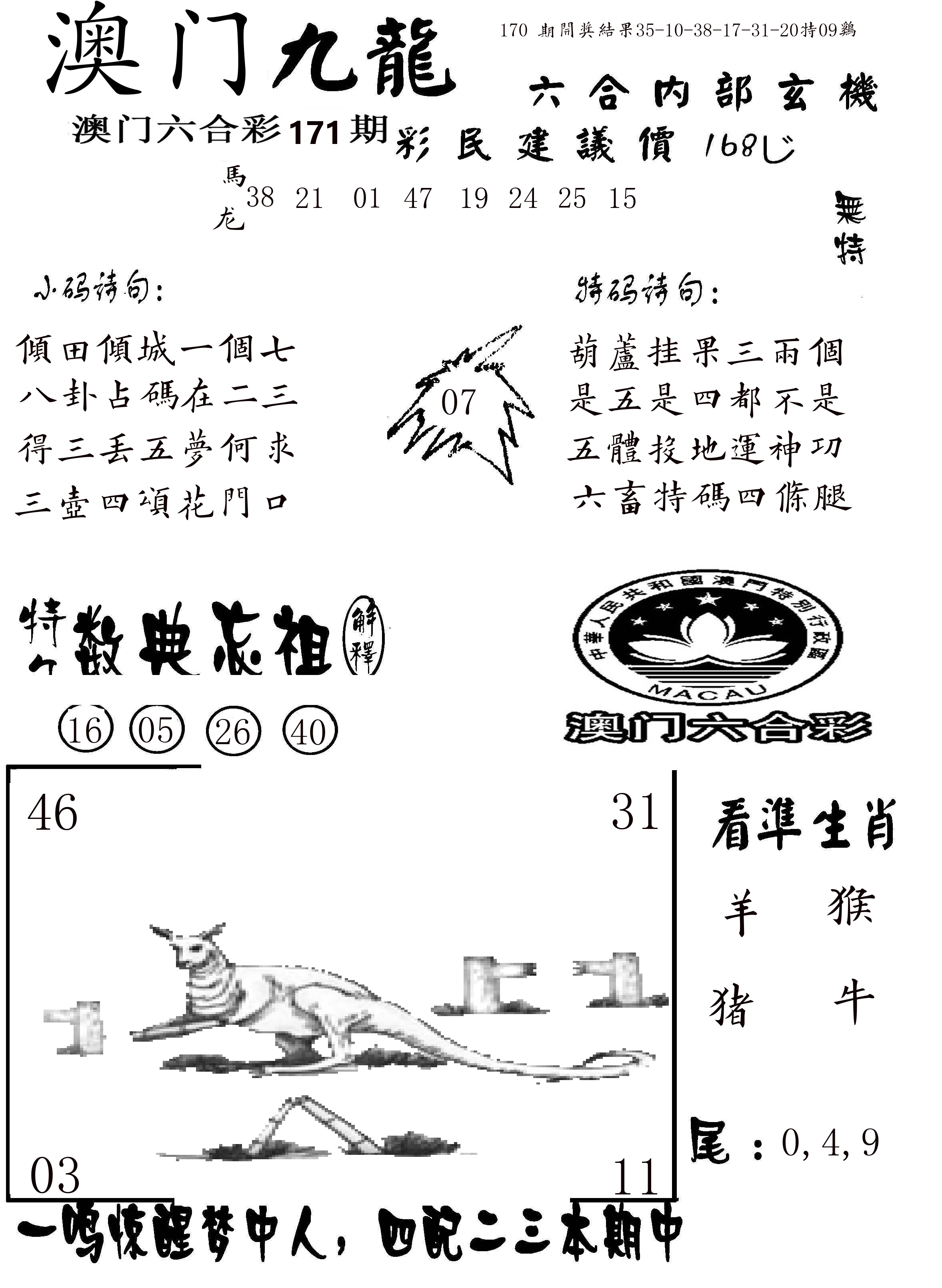 澳门传真1 第171期