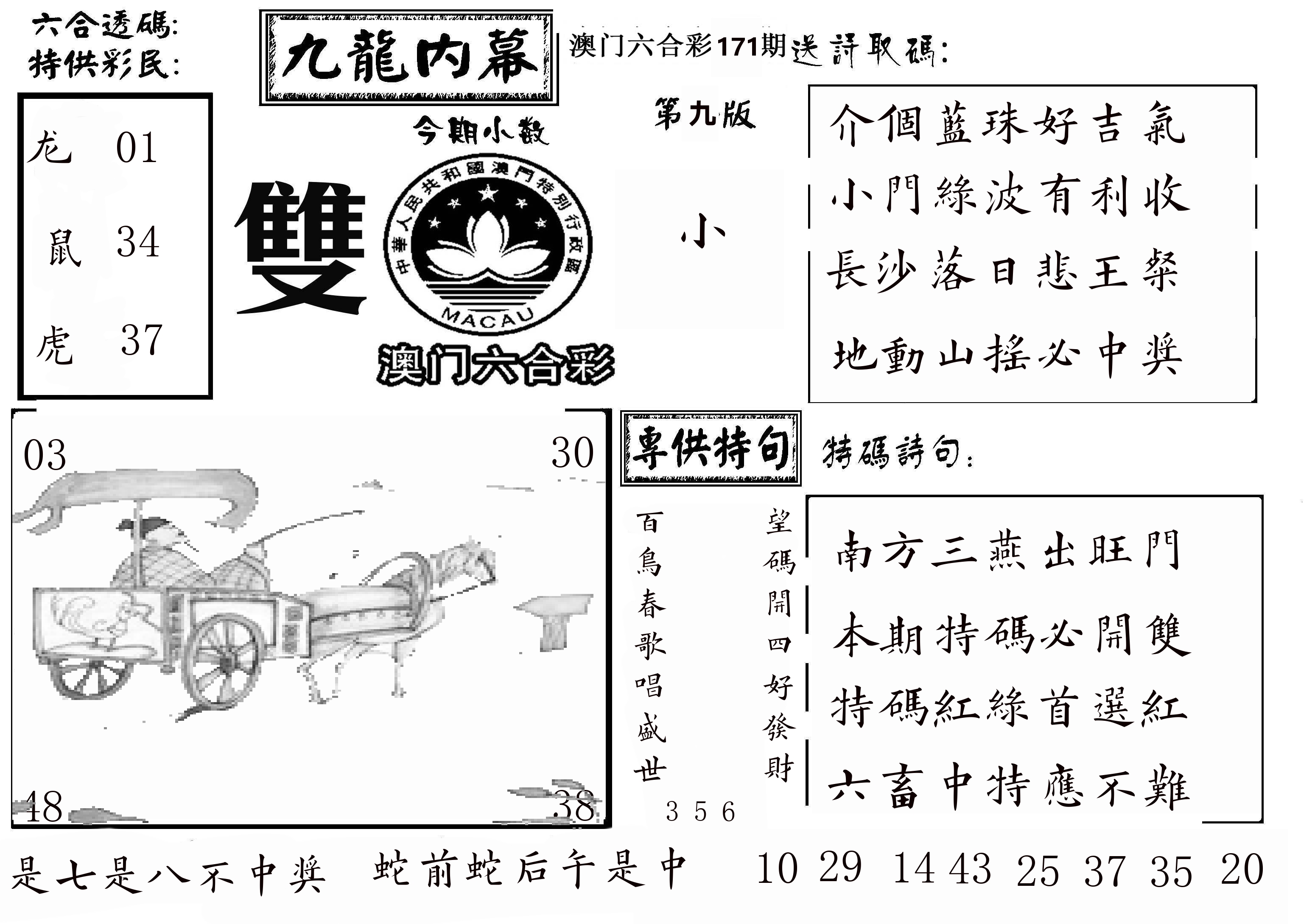 澳门传真3 第171期