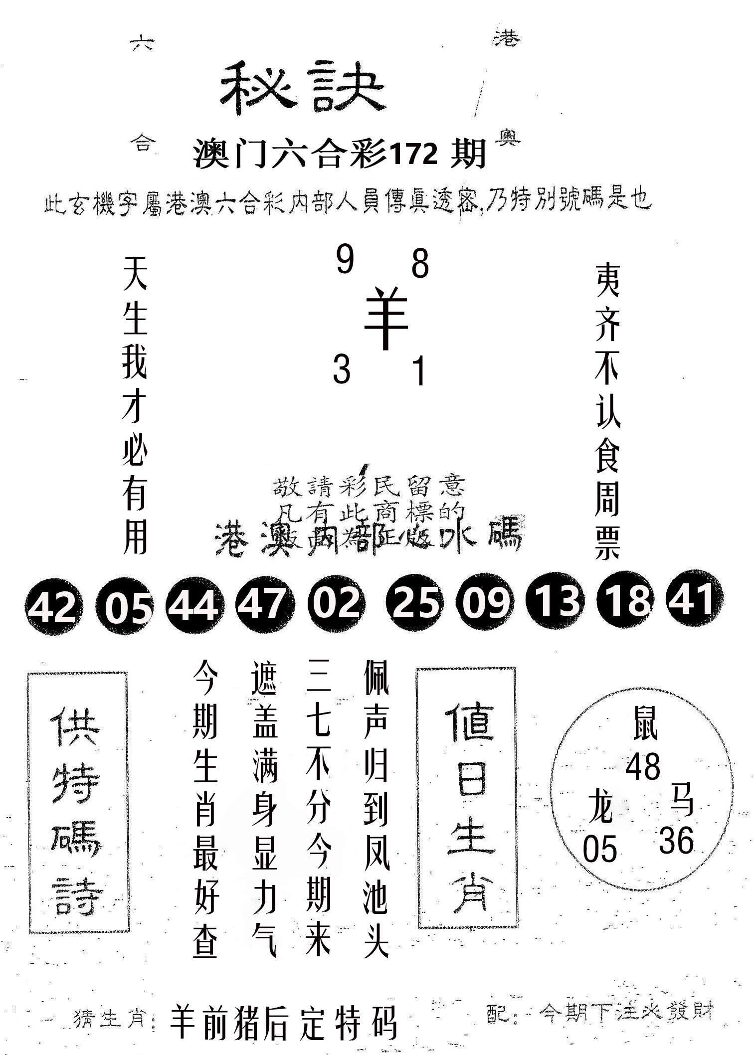 秘决 第172期