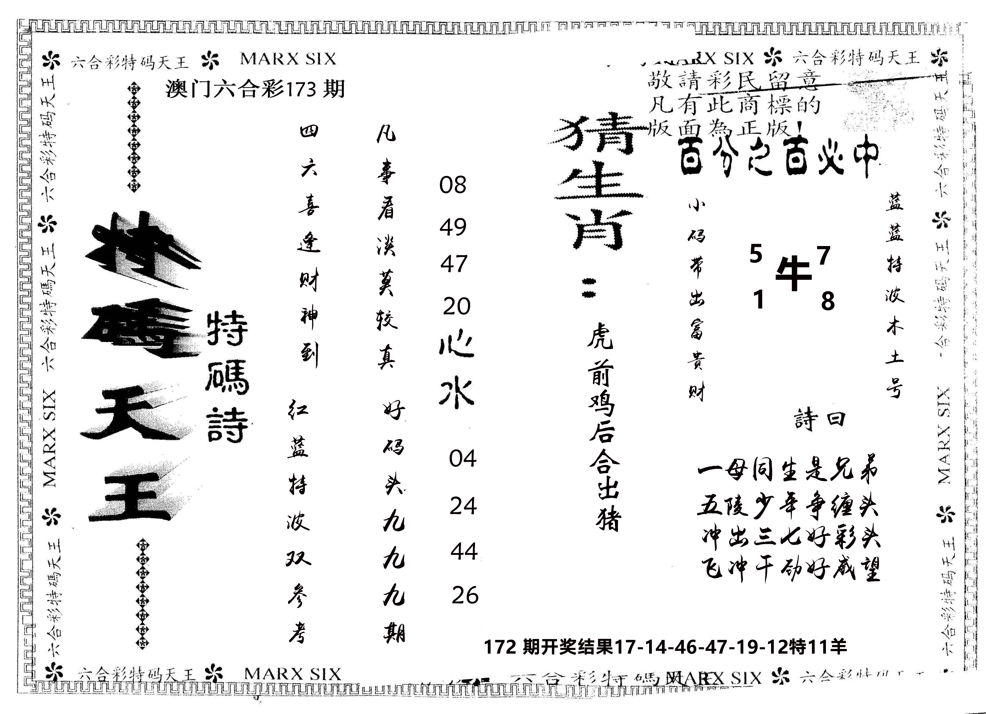 另版特码天王 第173期