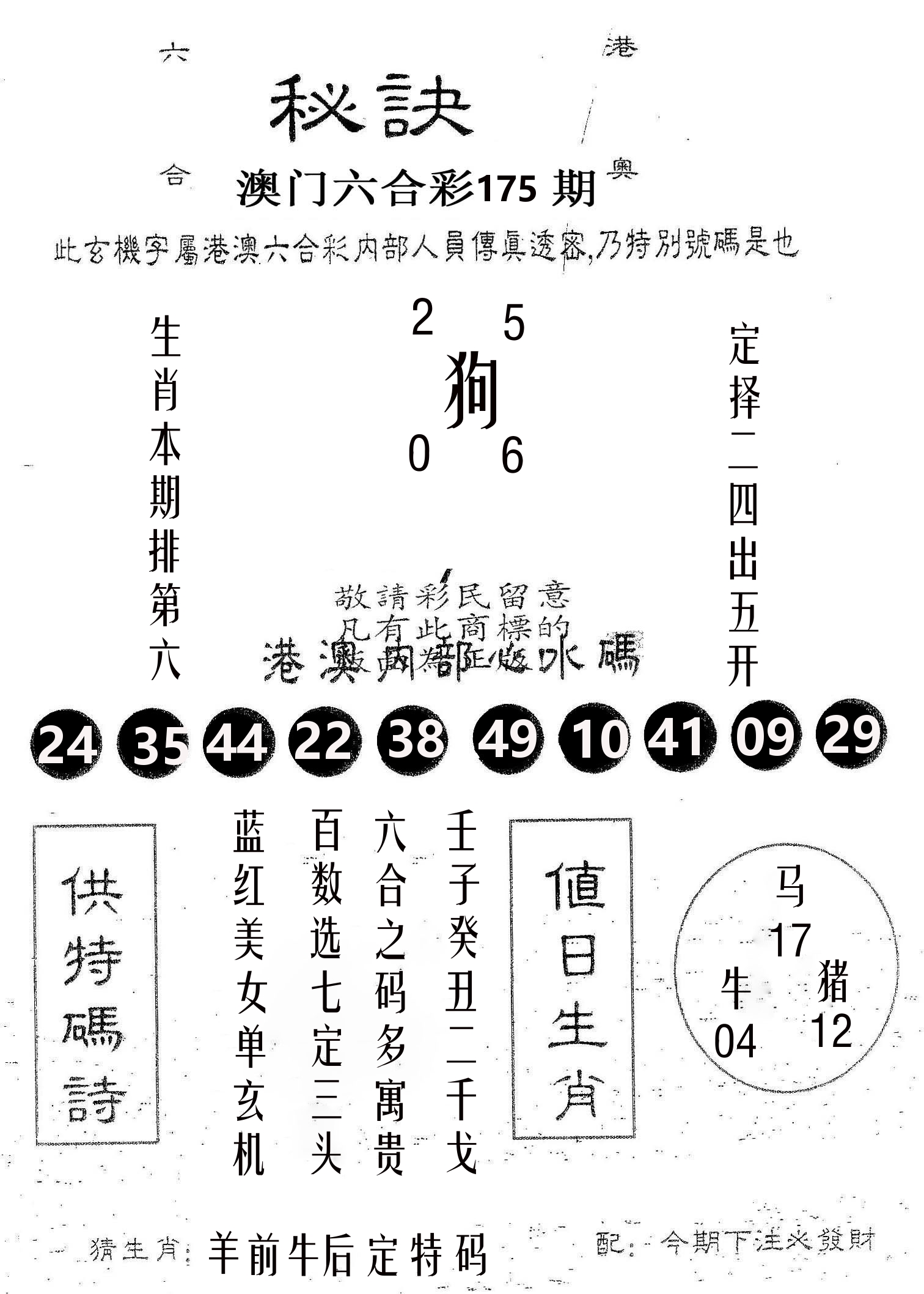 秘决 第175期