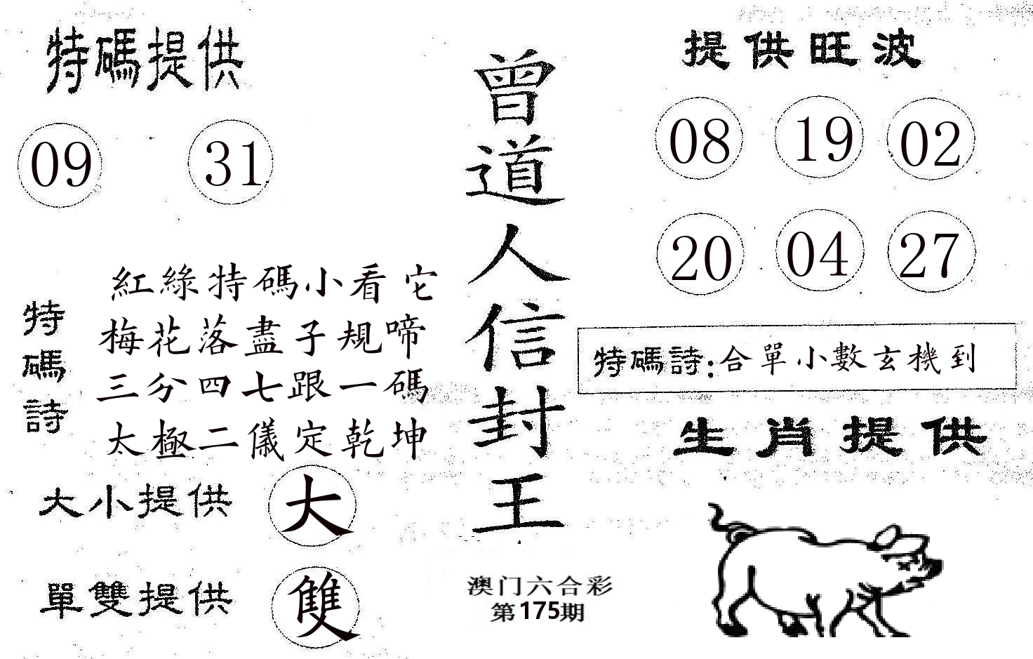 曾信封王 第175期