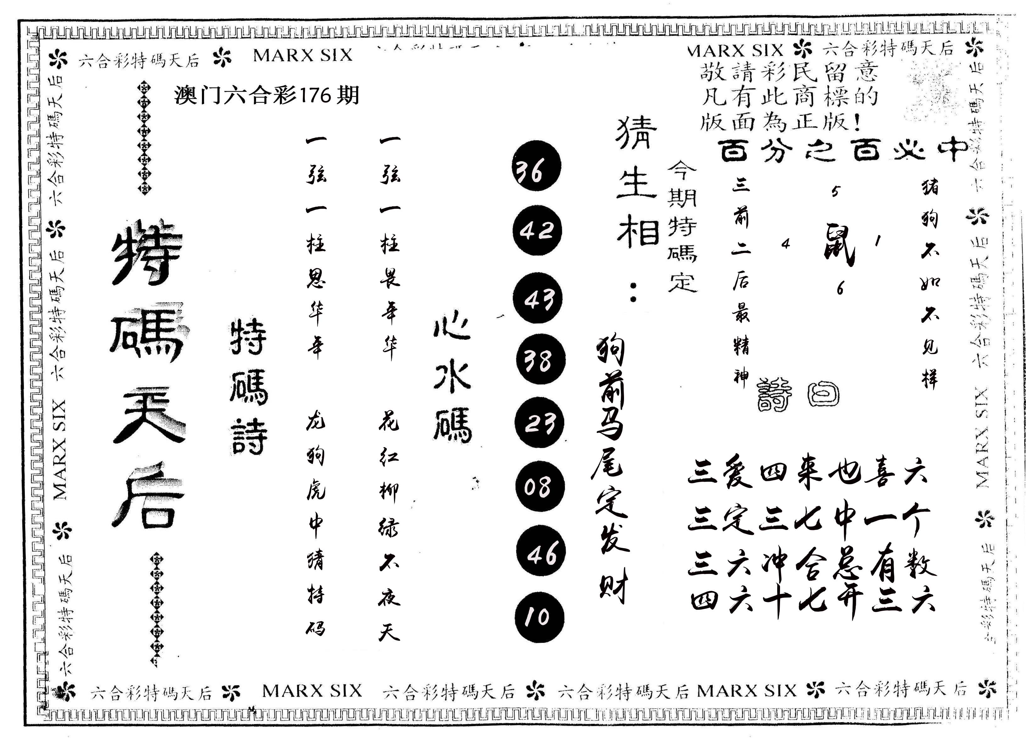另版特码天后 第176期