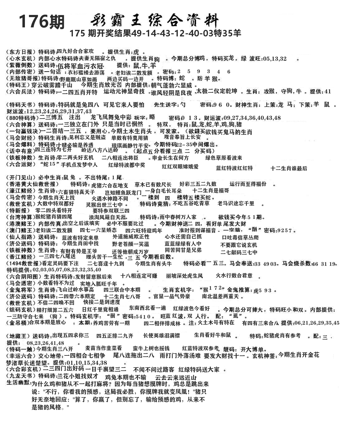 澳门综合资料 第176期