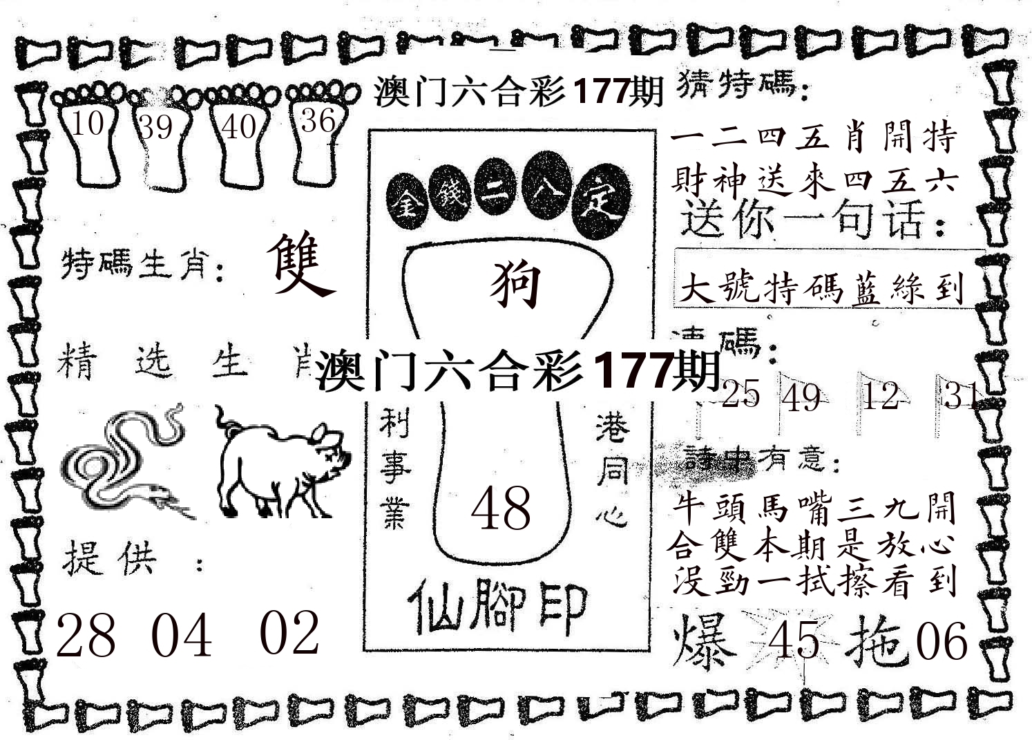 仙脚印 第177期