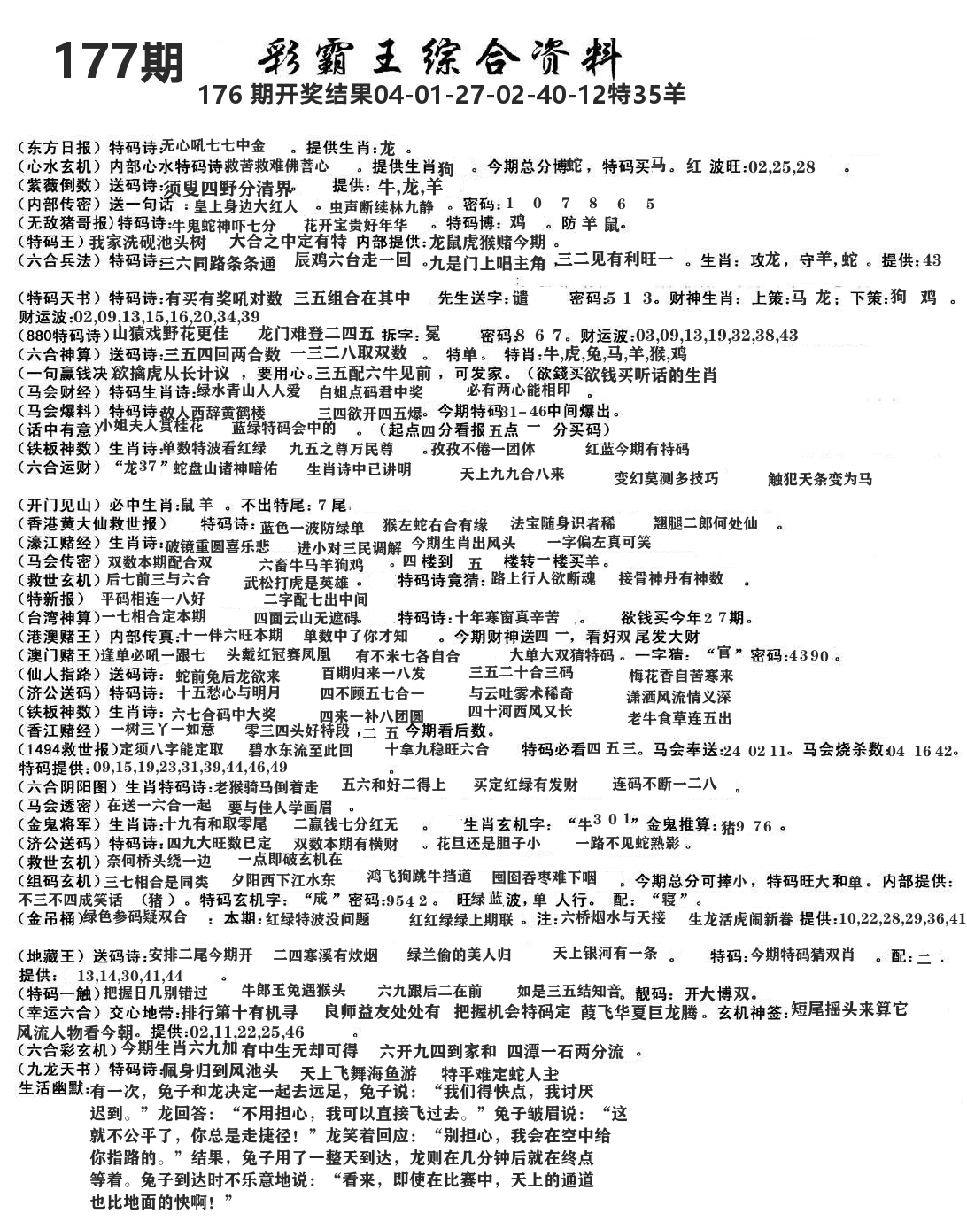 澳门综合资料 第177期