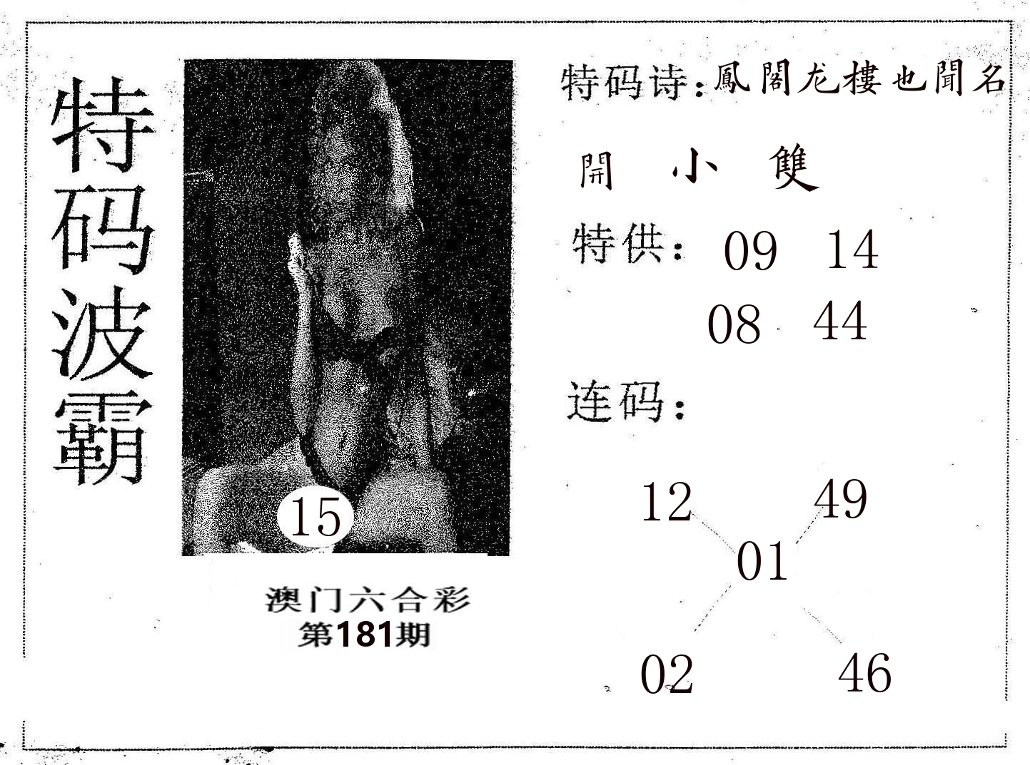 特码波霸 第181期