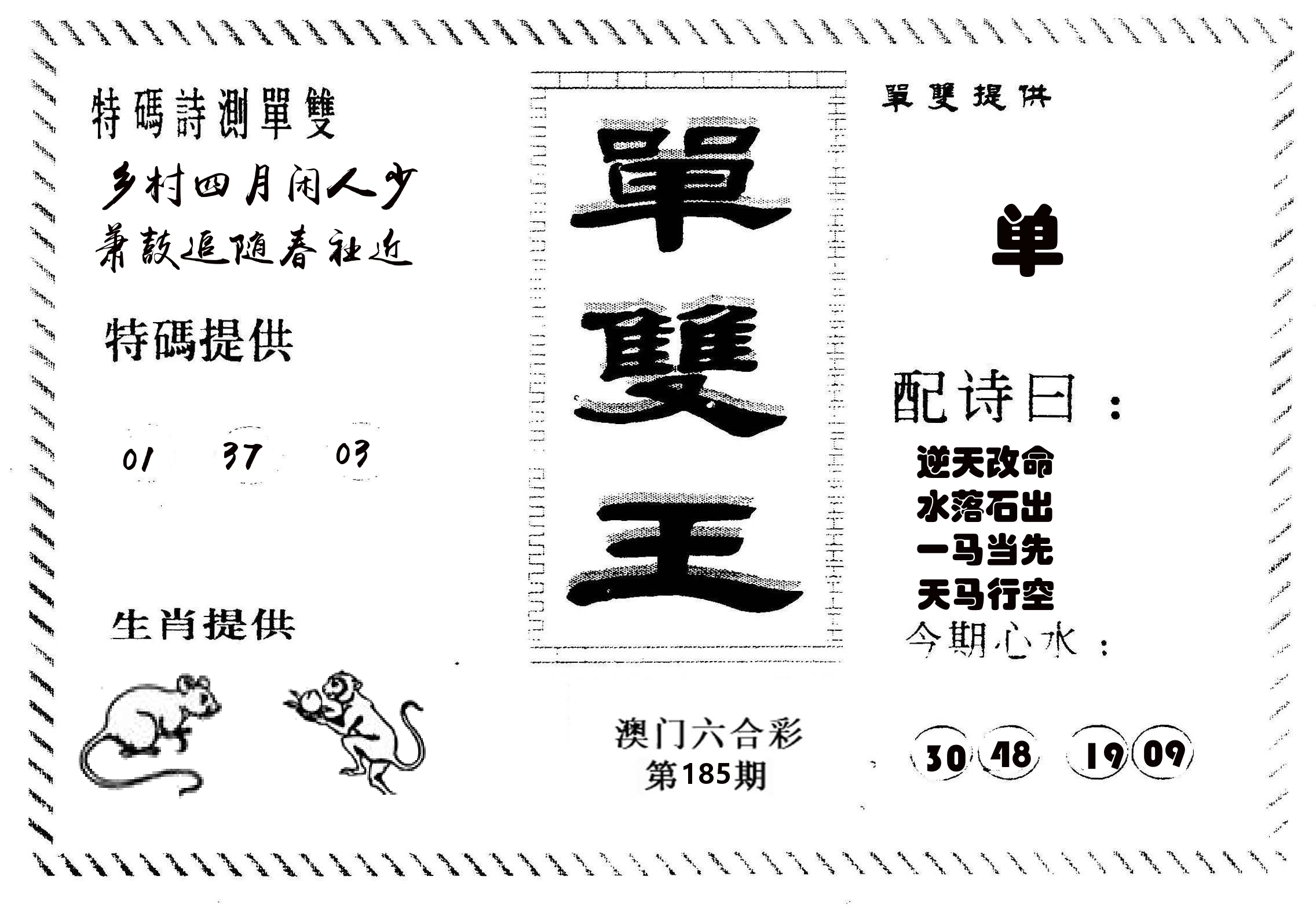 单双王B 第185期