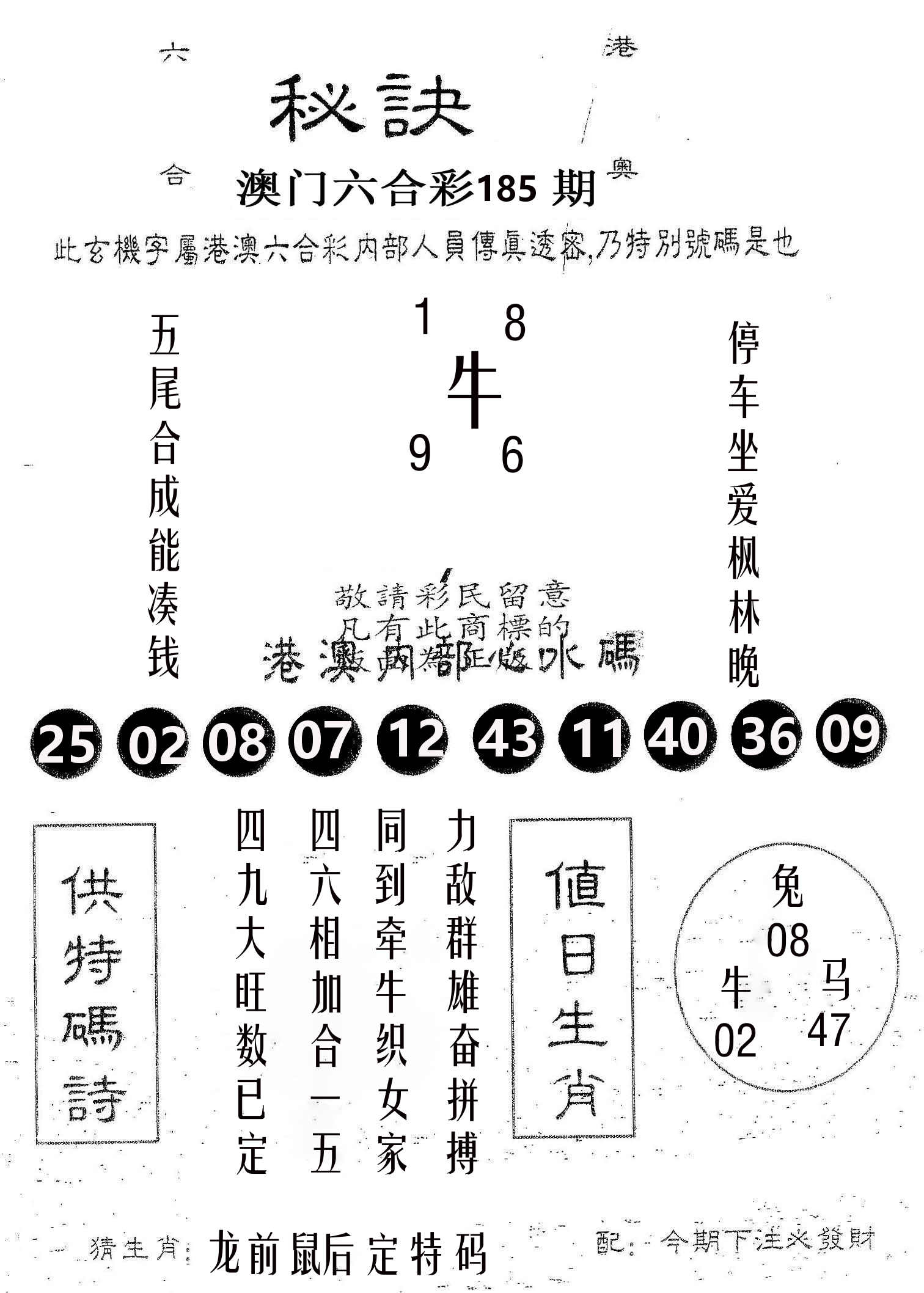 秘决 第185期