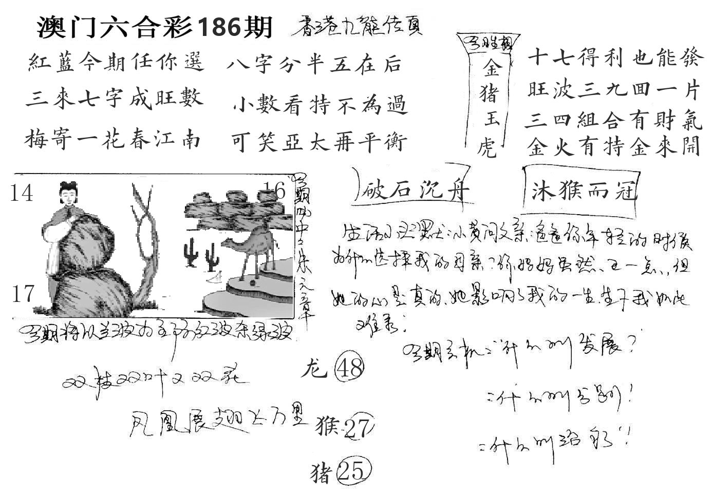 澳门手写九龙 第186期