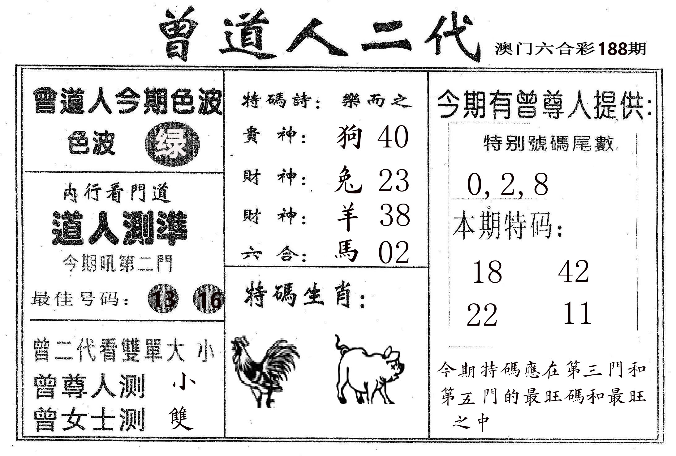 曾二代 第188期