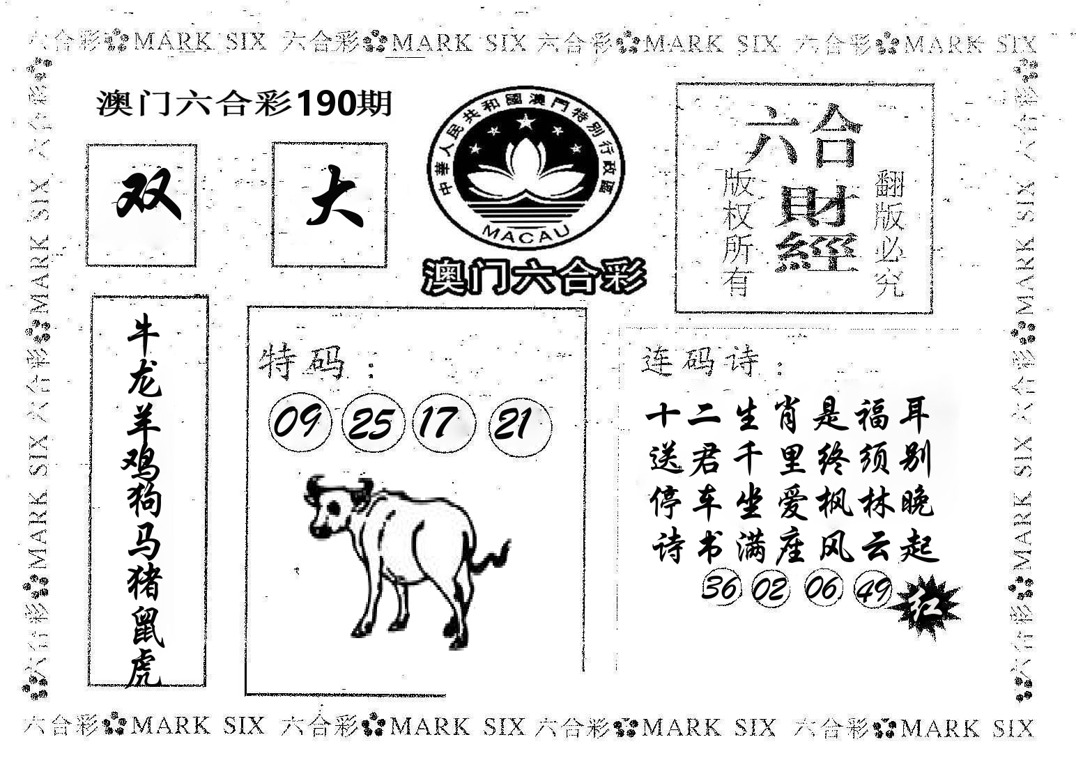 六合财经 第190期