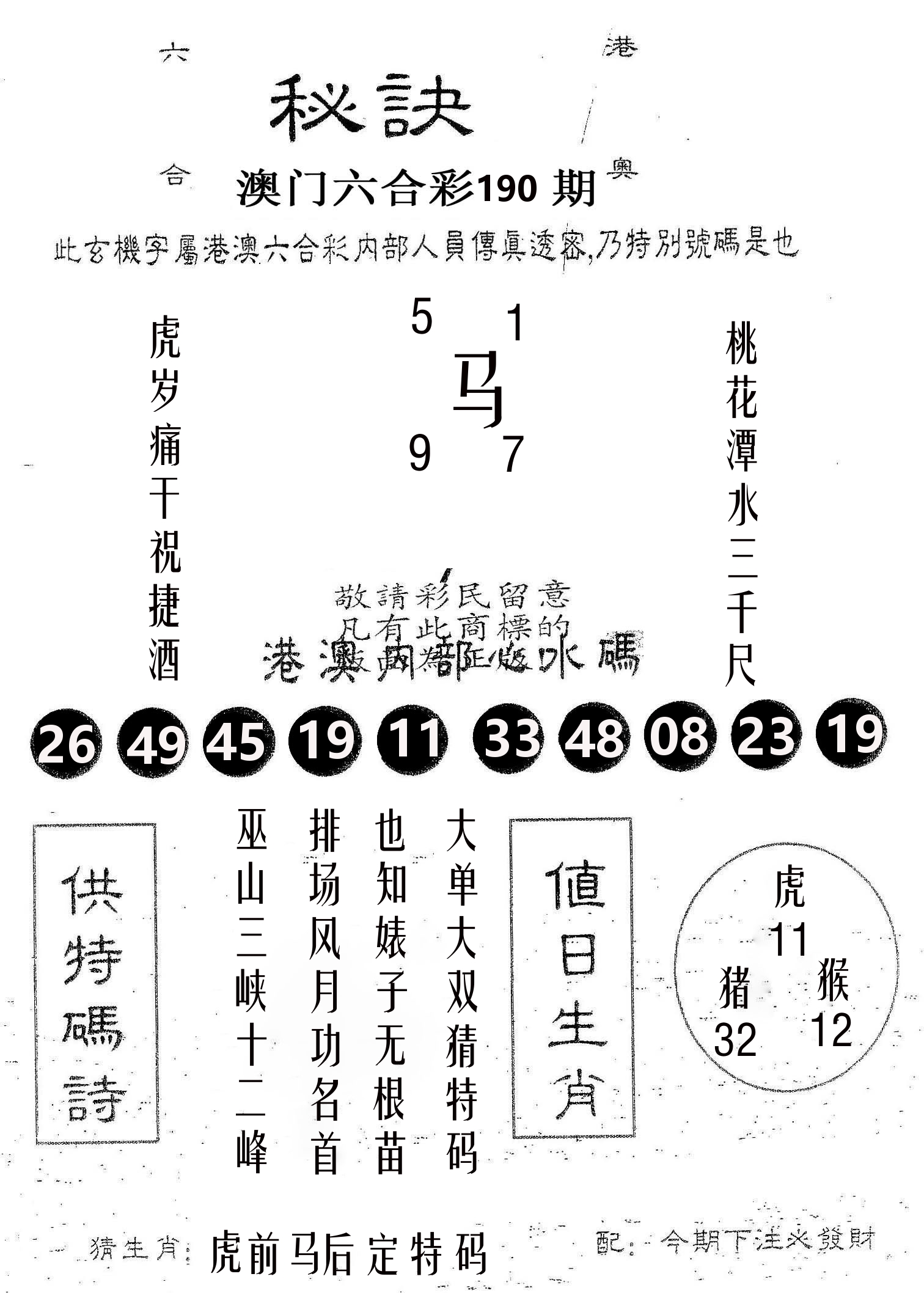 秘决 第190期