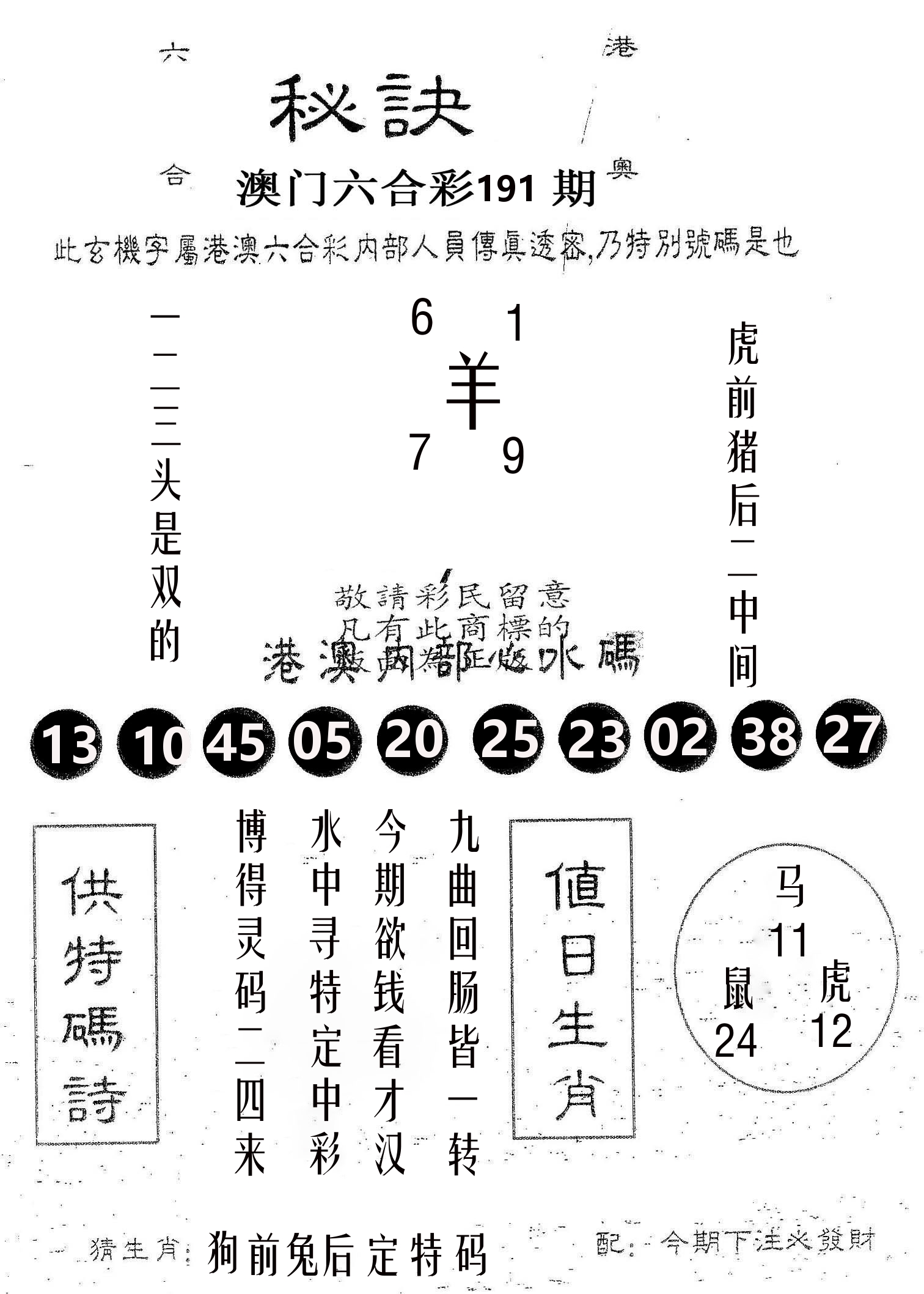 秘决 第191期