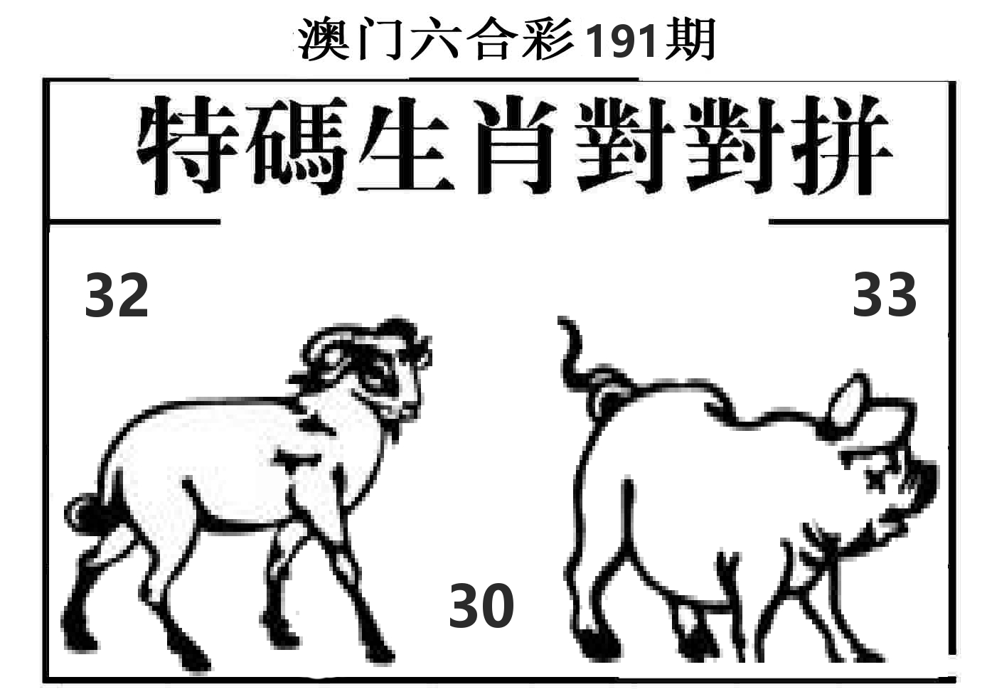 特码生肖对对拼 第191期