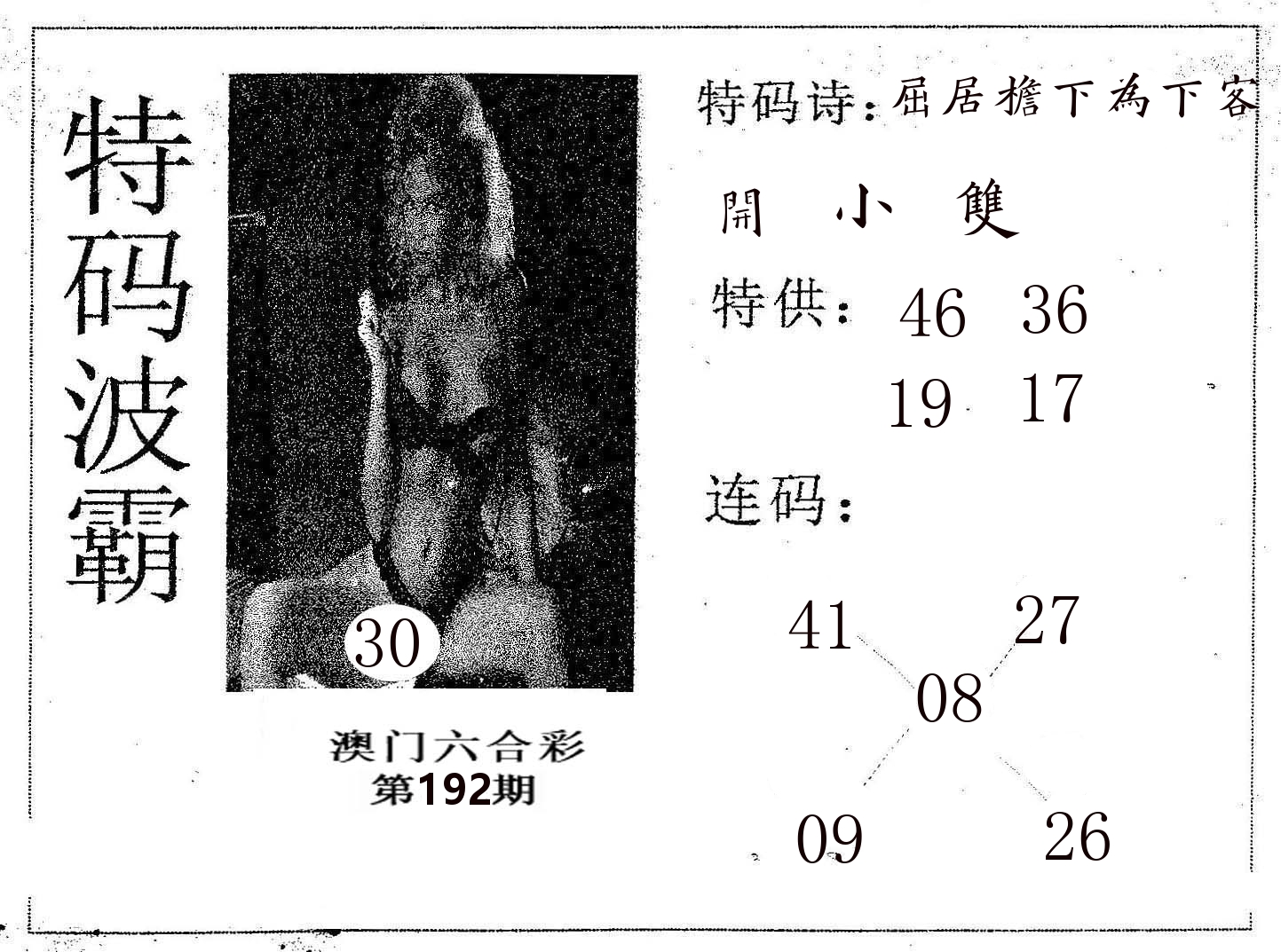 特码波霸 第192期