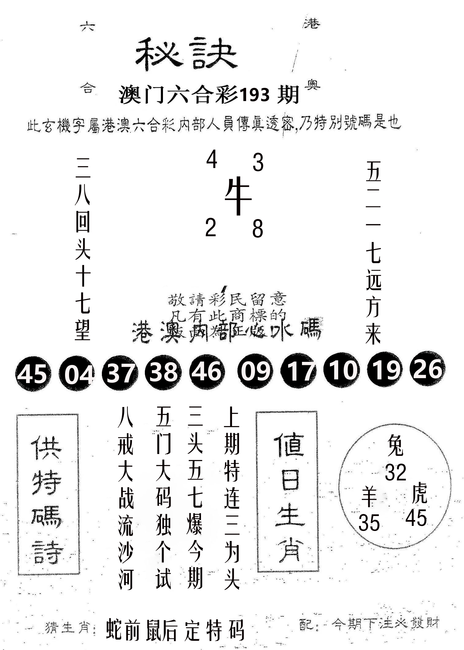 秘决 第193期