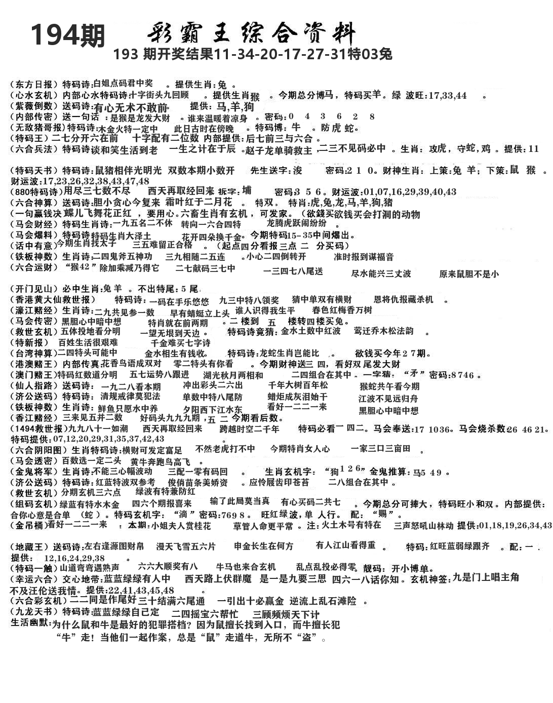 澳门综合资料 第194期