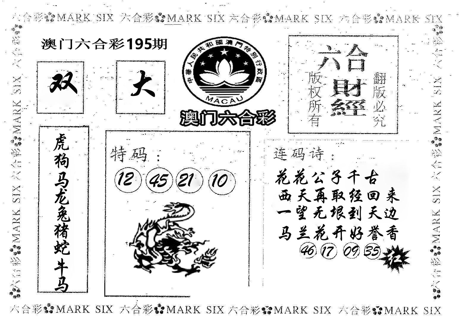 六合财经 第195期