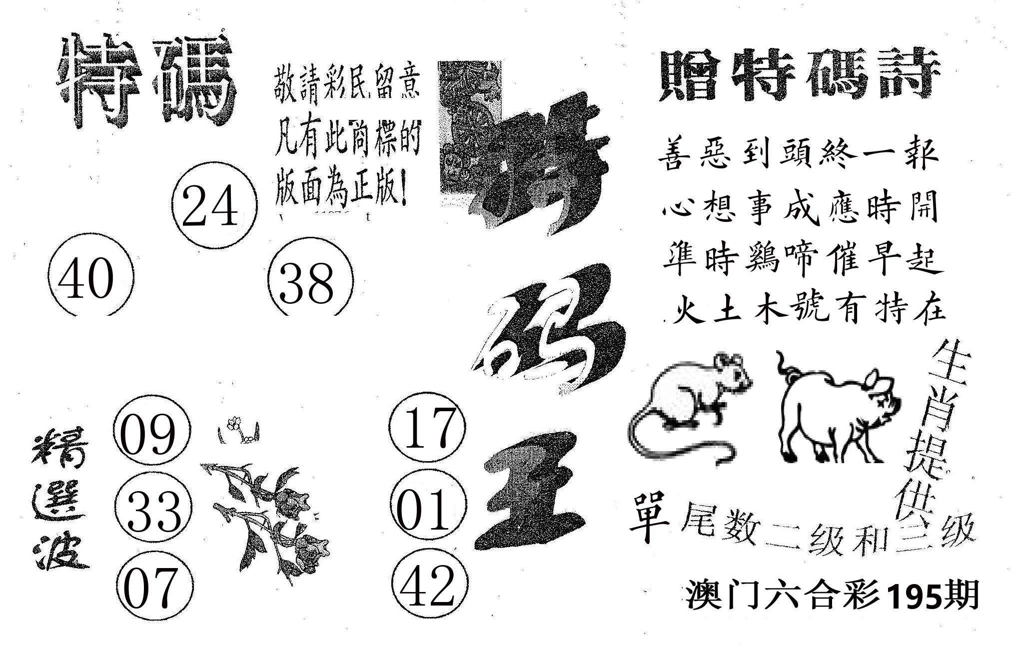 特码王A 第195期