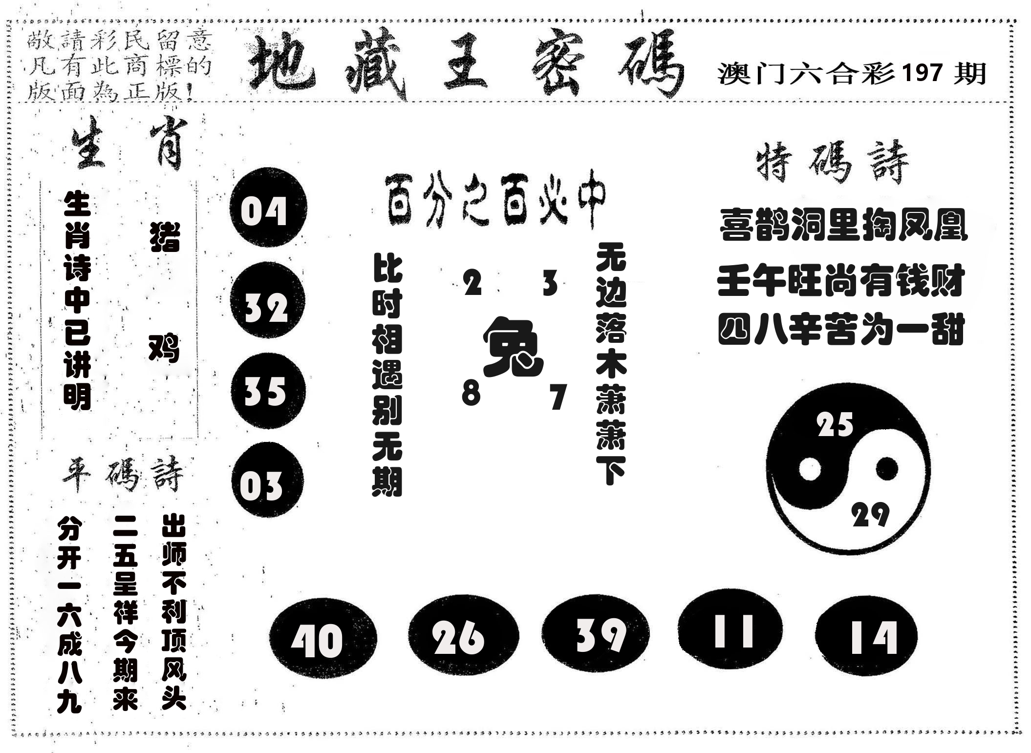 地藏王密码 第197期
