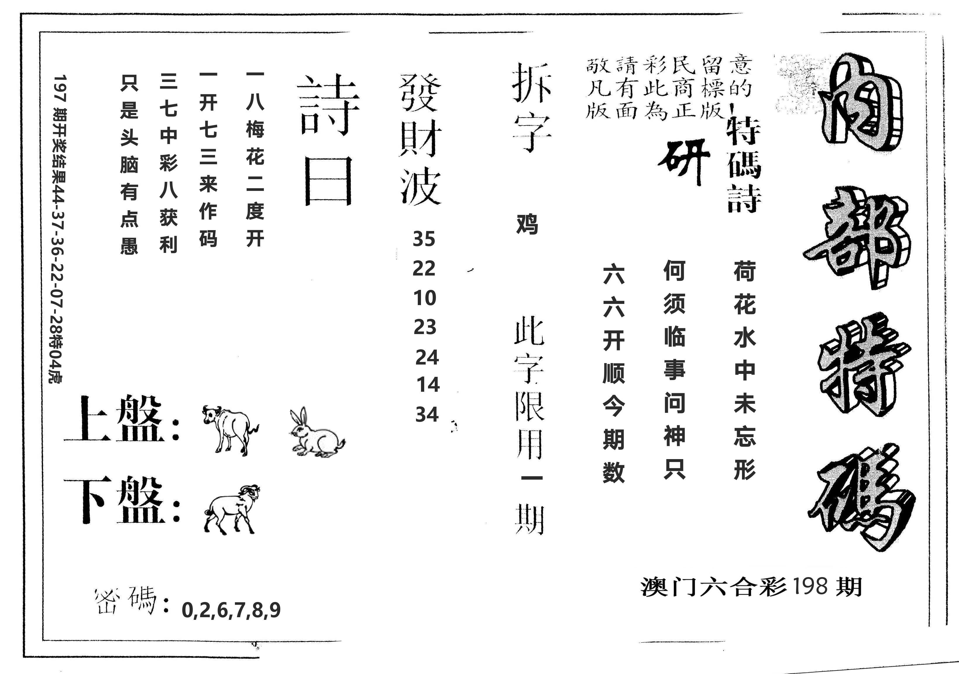 另版内部特码 第198期