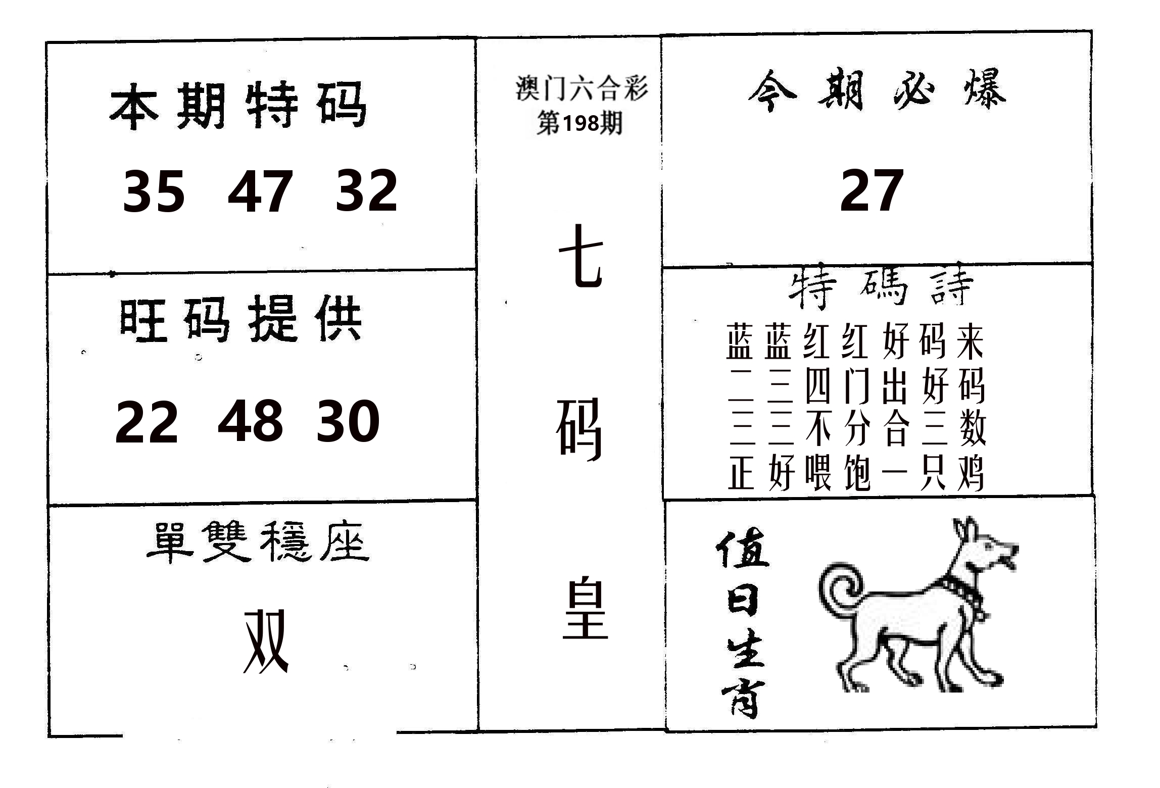 七码皇 第198期