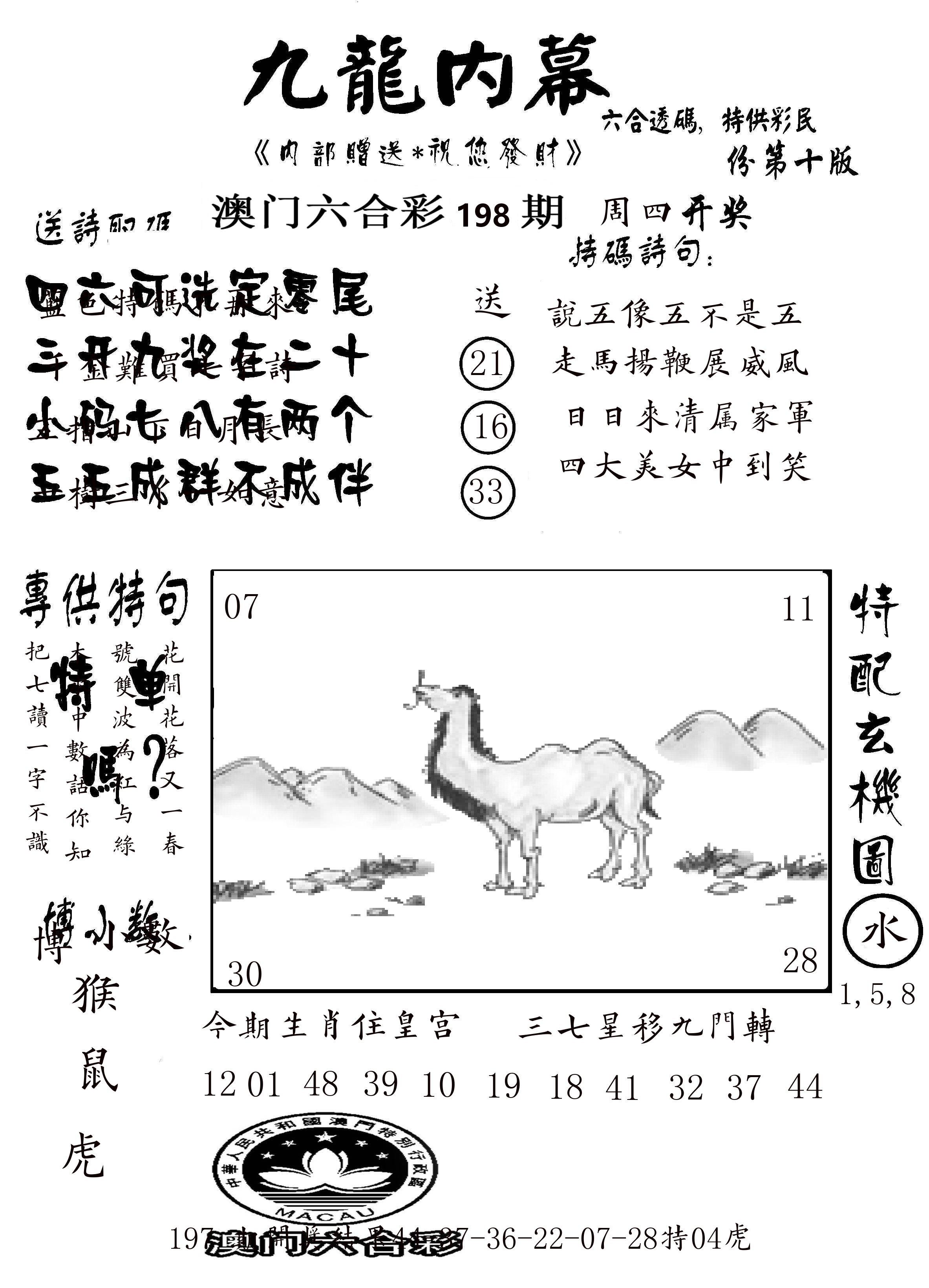 澳门传真2 第198期