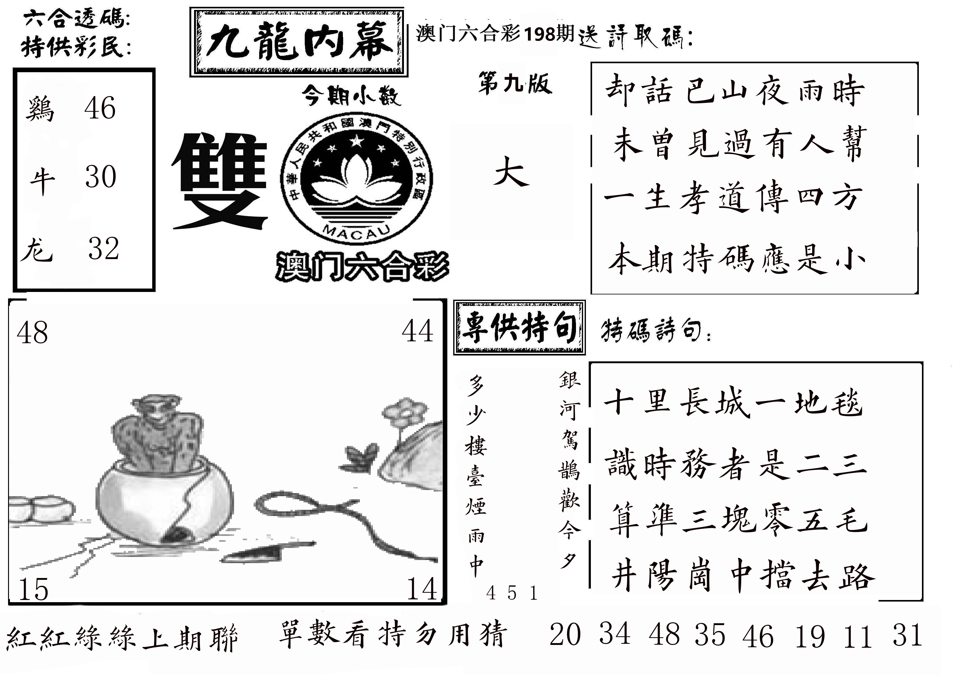 澳门传真3 第198期