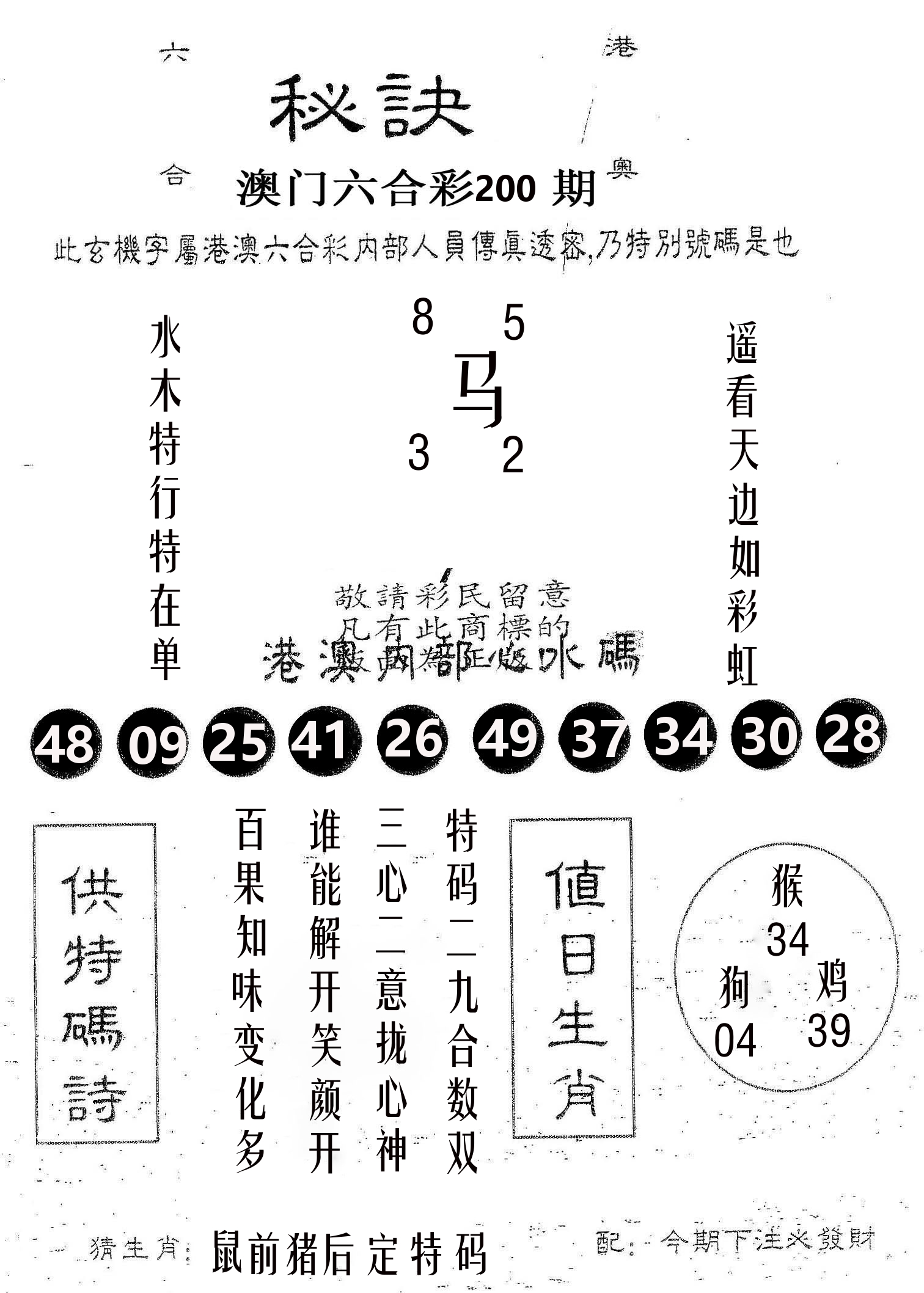 秘决 第200期
