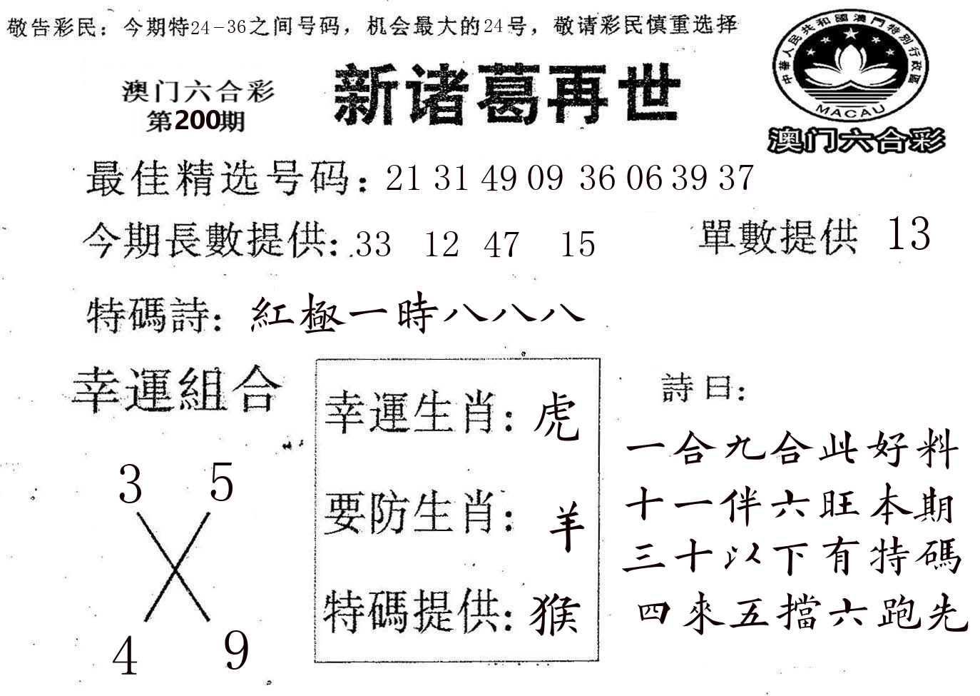 新诸葛 第200期