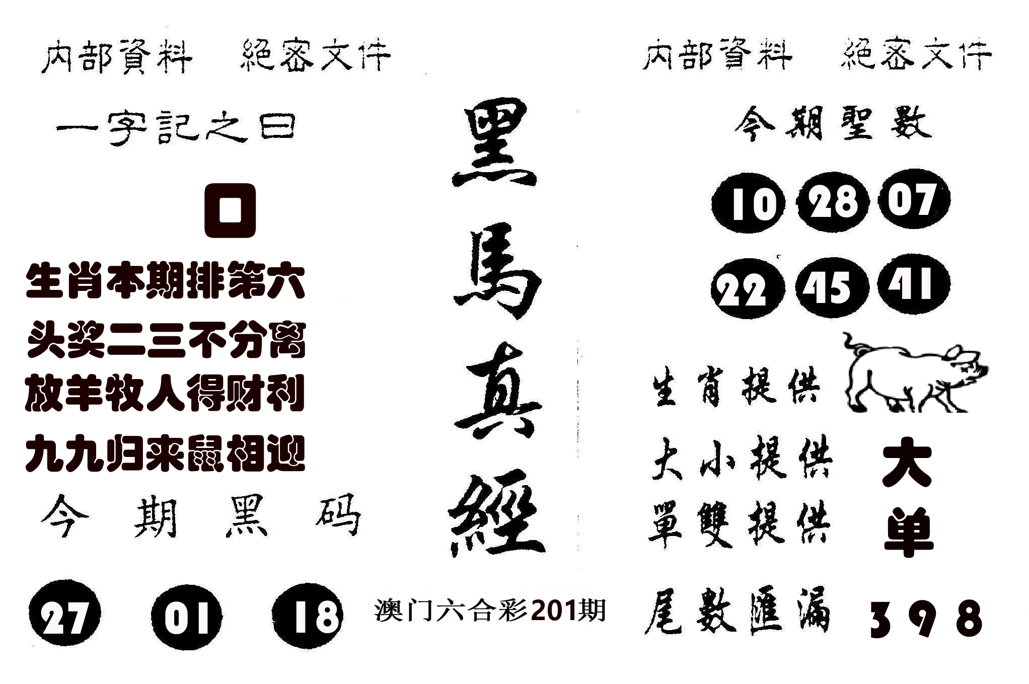 黑马真经 第201期