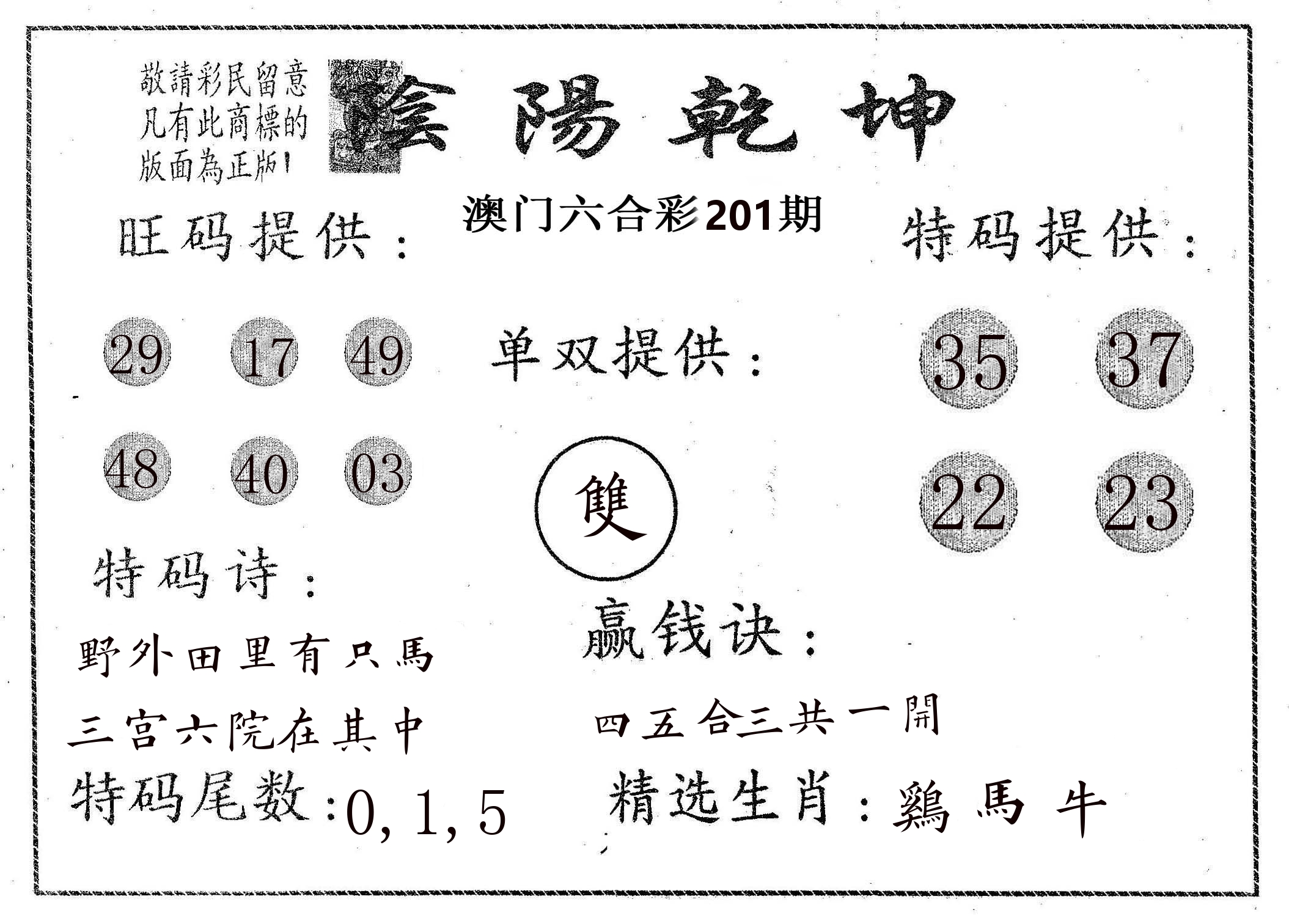 阴阳乾坤 第201期