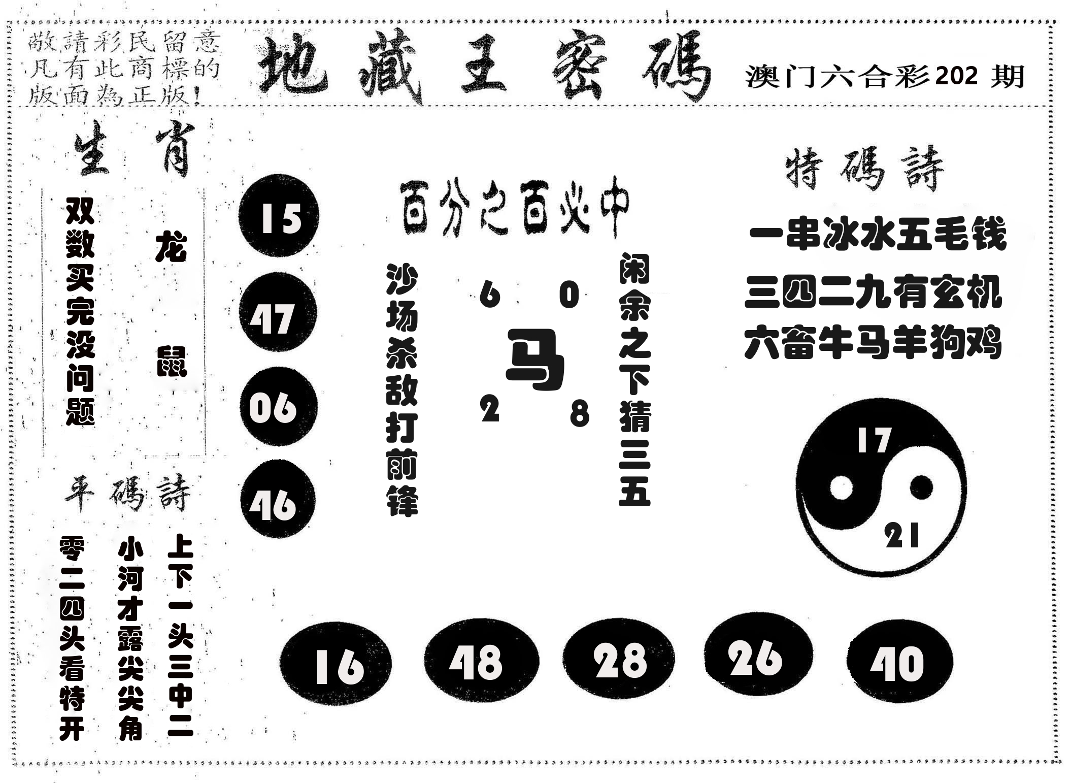 地藏王密码 第202期