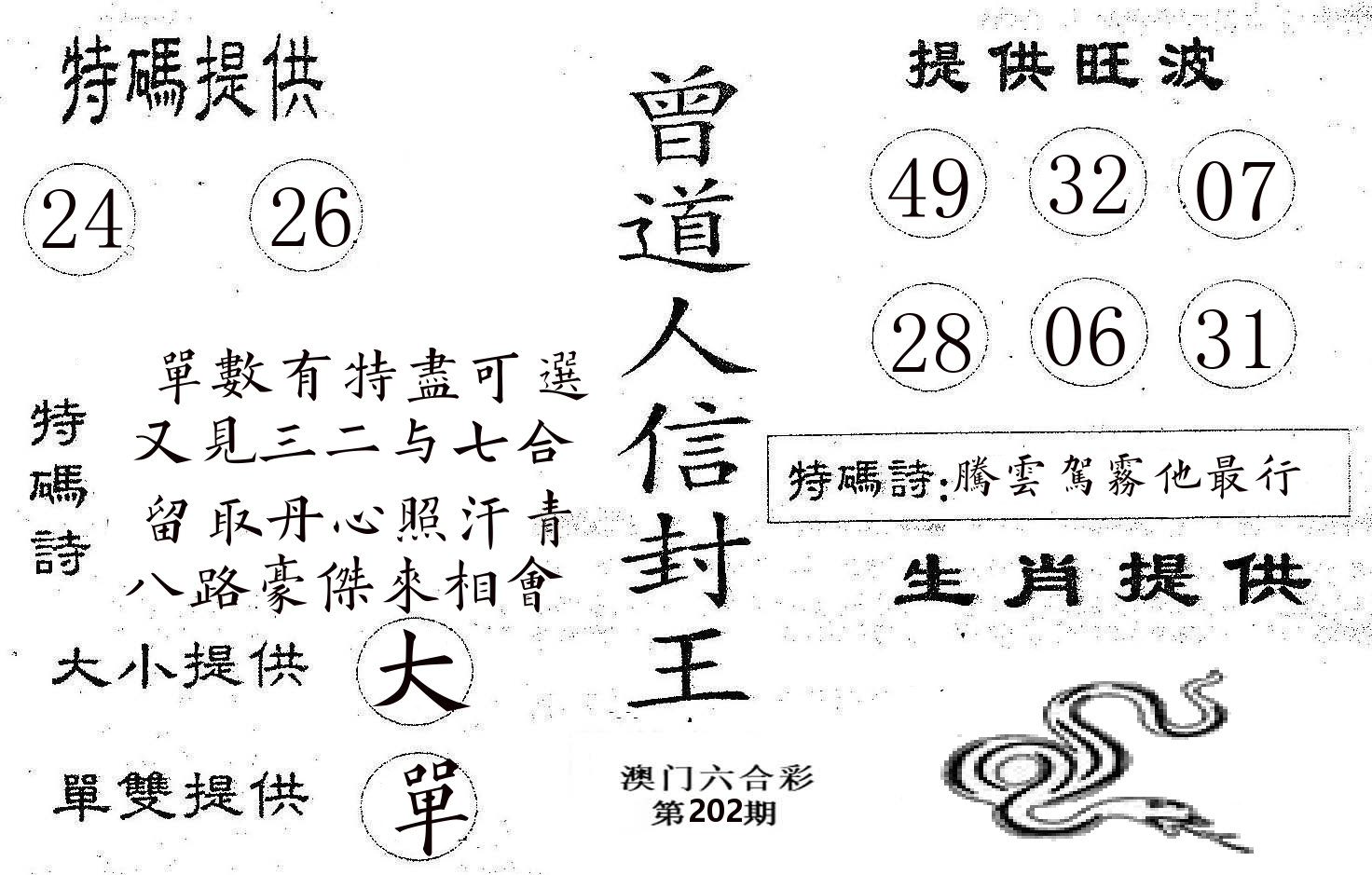 曾信封王 第202期