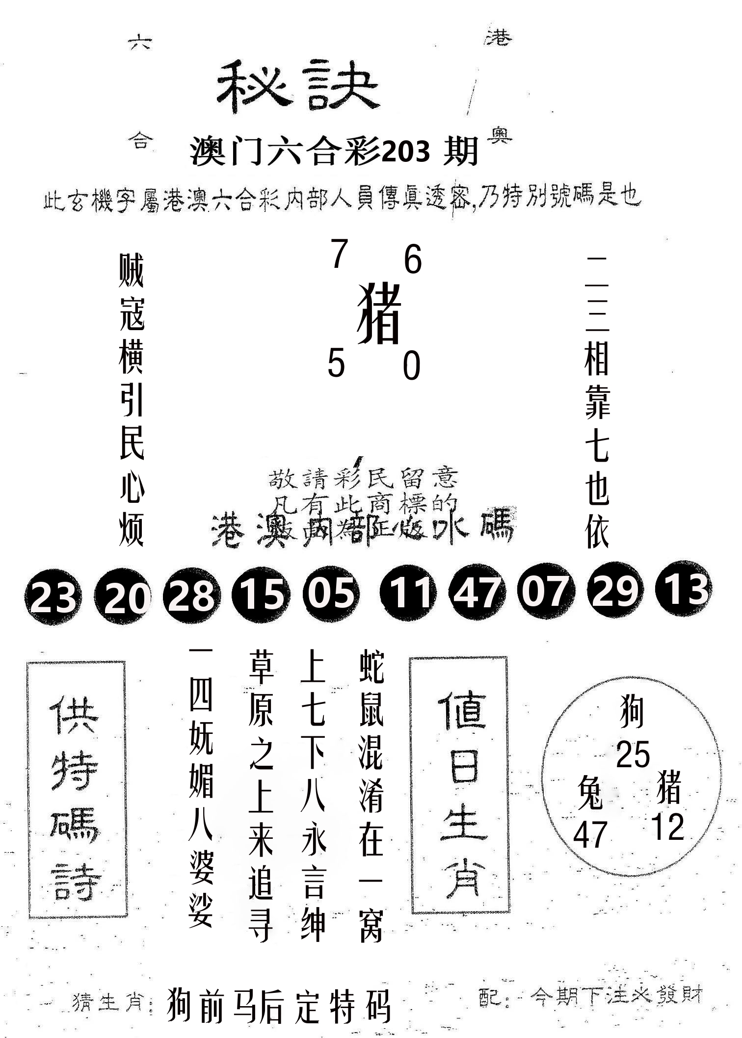秘决 第203期
