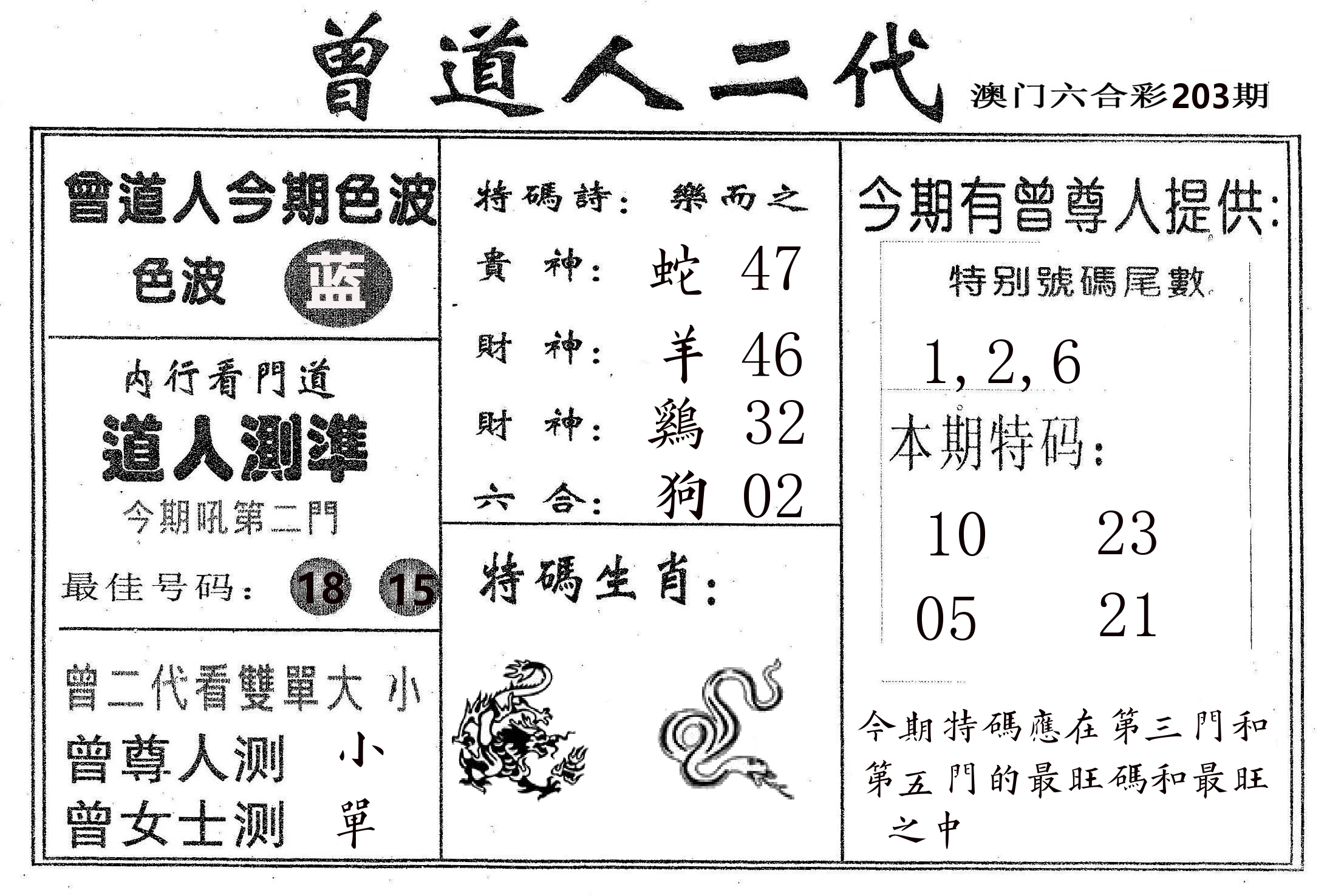 曾二代 第203期