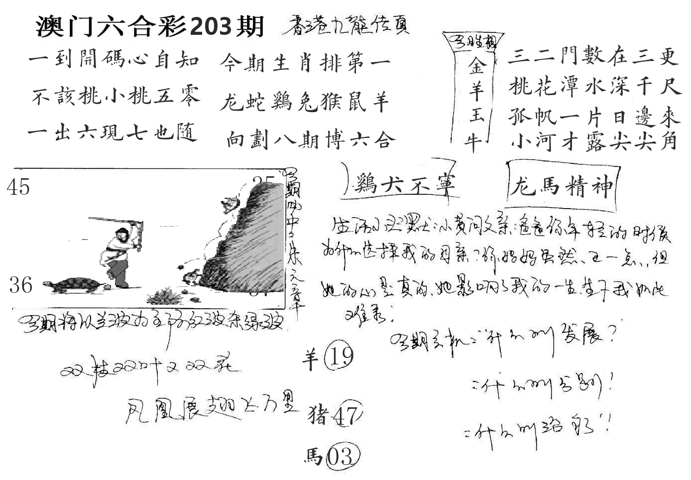 澳门手写九龙 第203期
